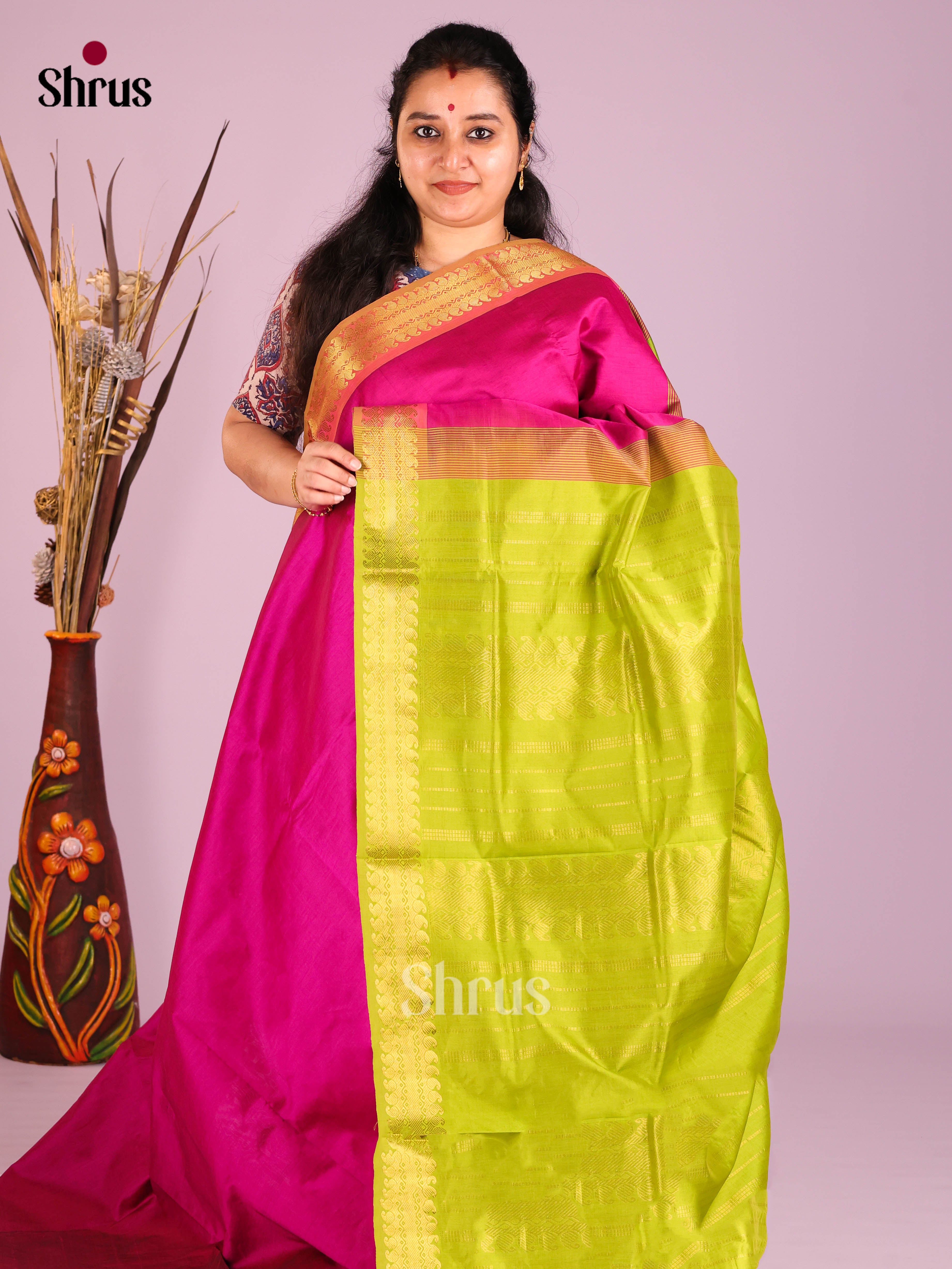 DIS10398 - Silkcotton-halfpure Saree - Shop on Shrus.com
