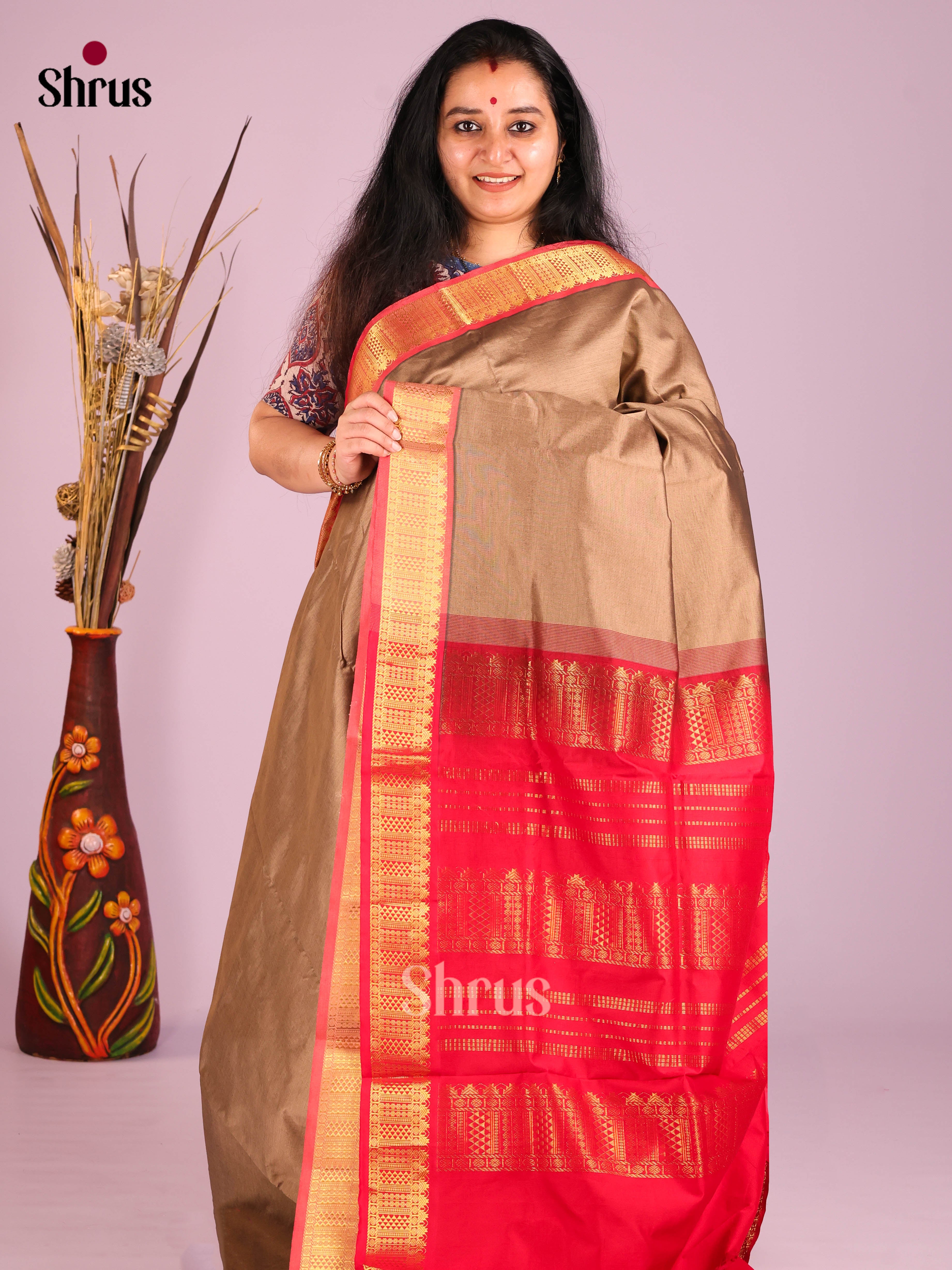 DIS10407 - Silkcotton-halfpure Saree - Shop on Shrus.com