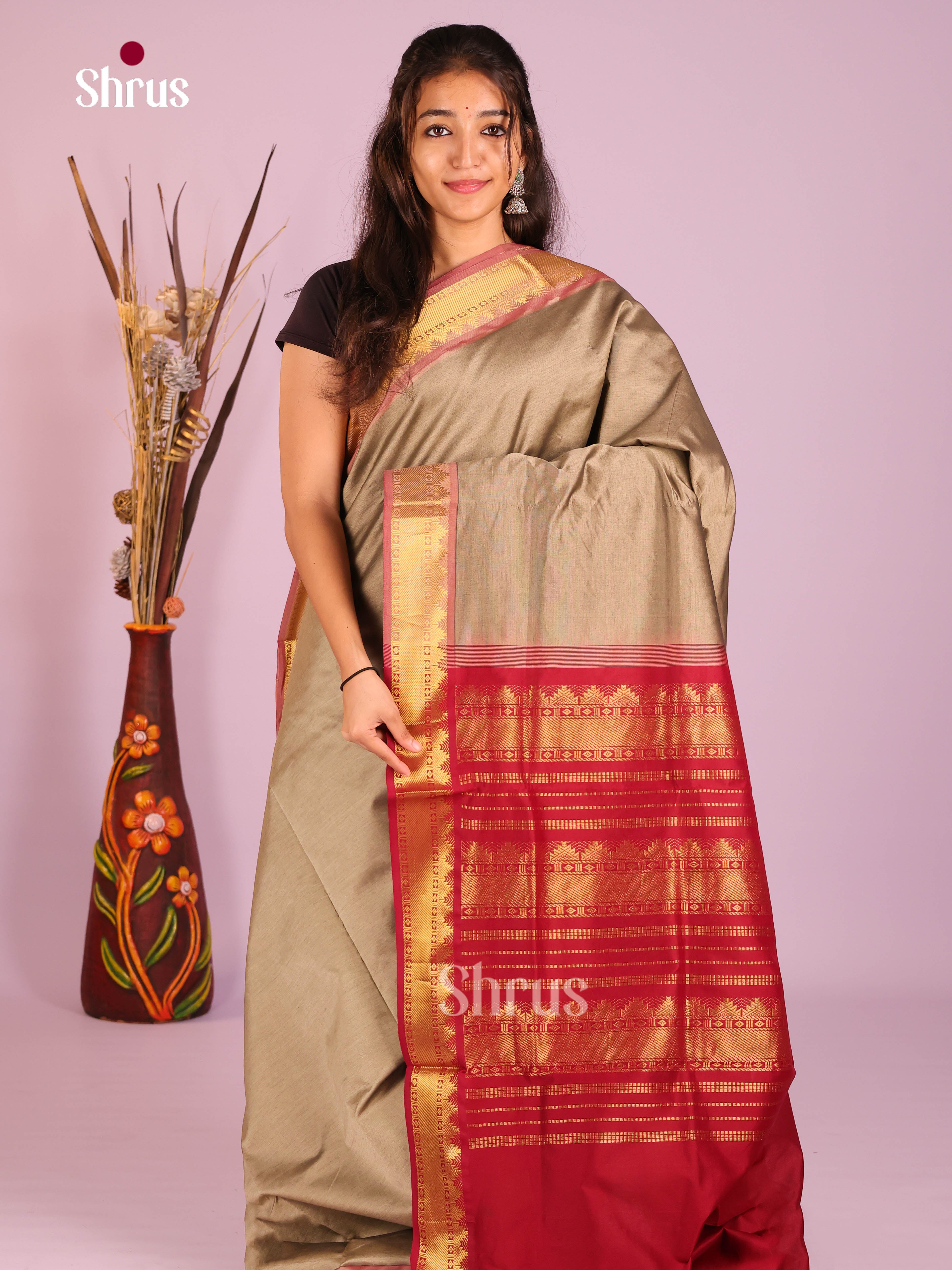 DIS10410 - Silkcotton-halfpure Saree - Shop on Shrus.com