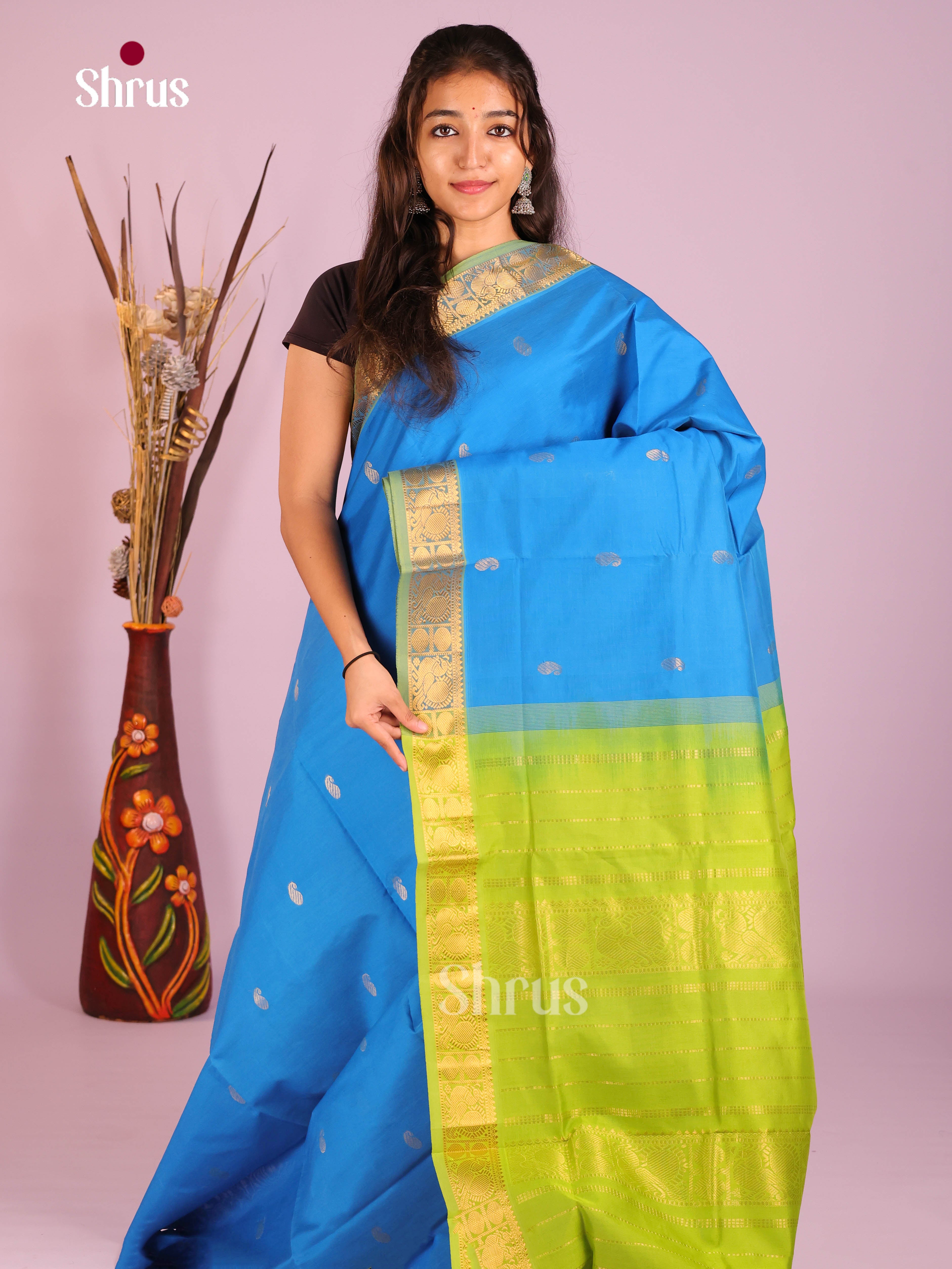 DIS10424 - Silkcotton-halfpure Saree - Shop on Shrus.com
