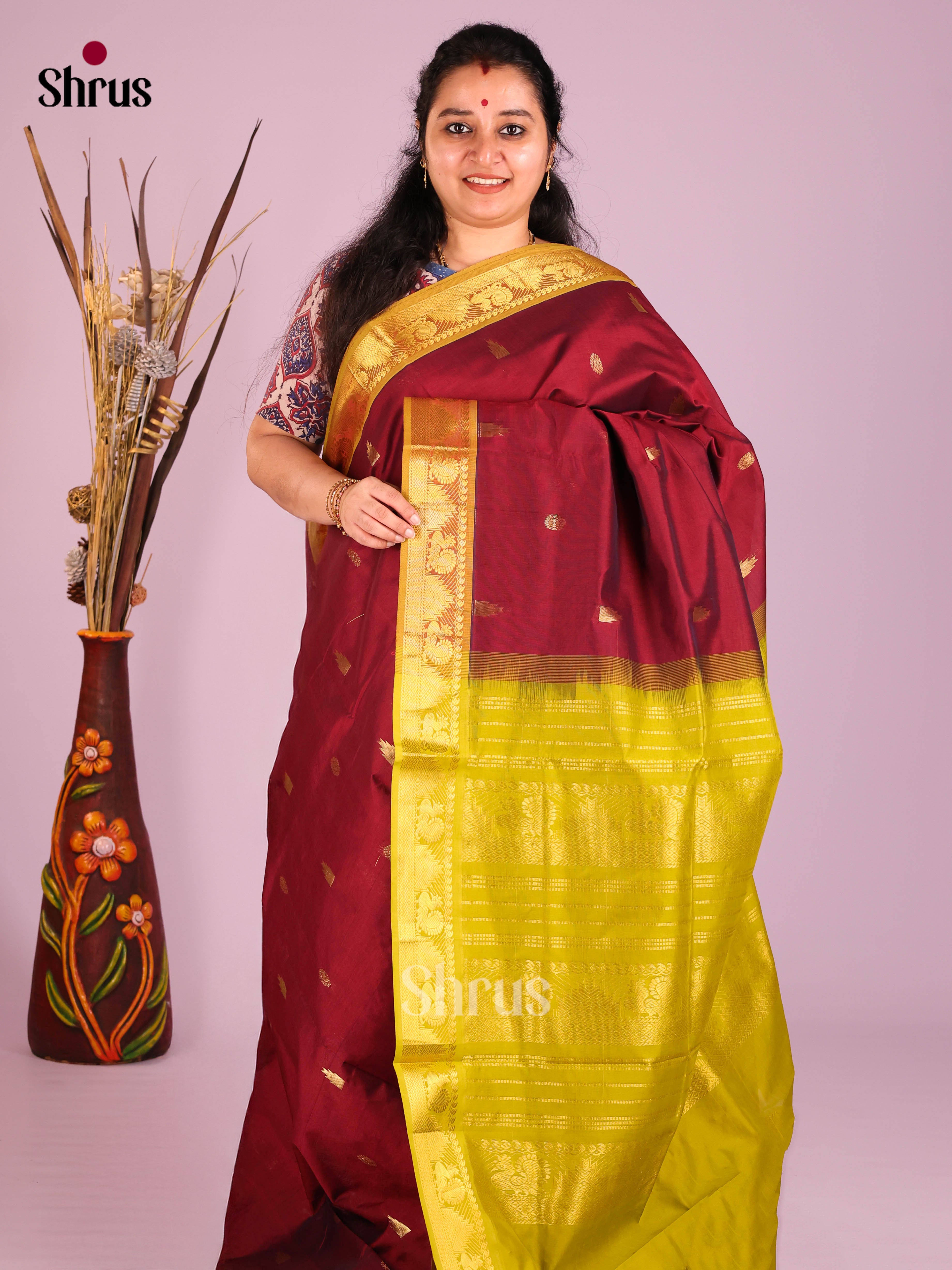 DIS10427 - Silkcotton-halfpure Saree - Shop on Shrus.com