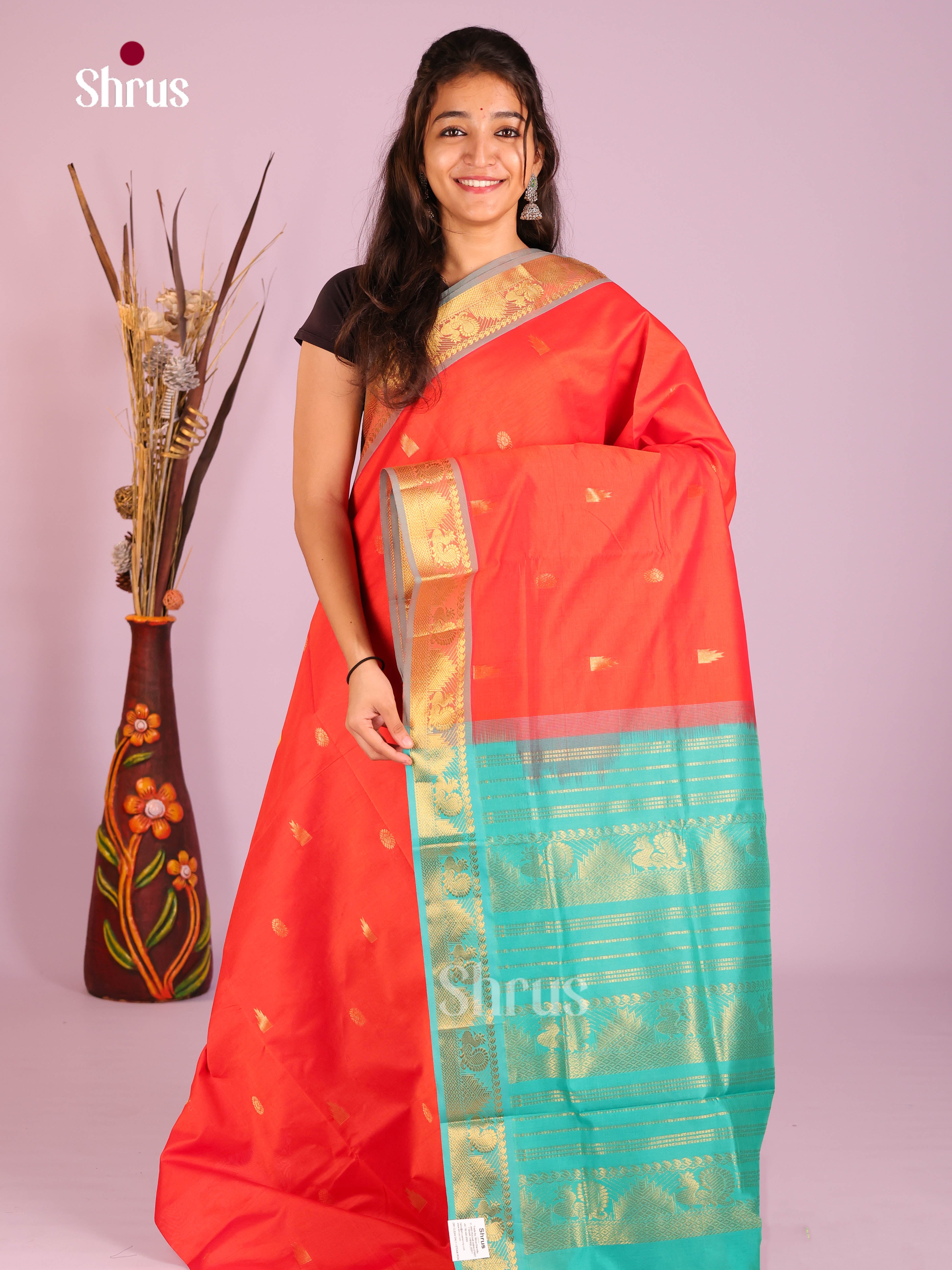 DIS10429 - Silkcotton-halfpure Saree - Shop on Shrus.com