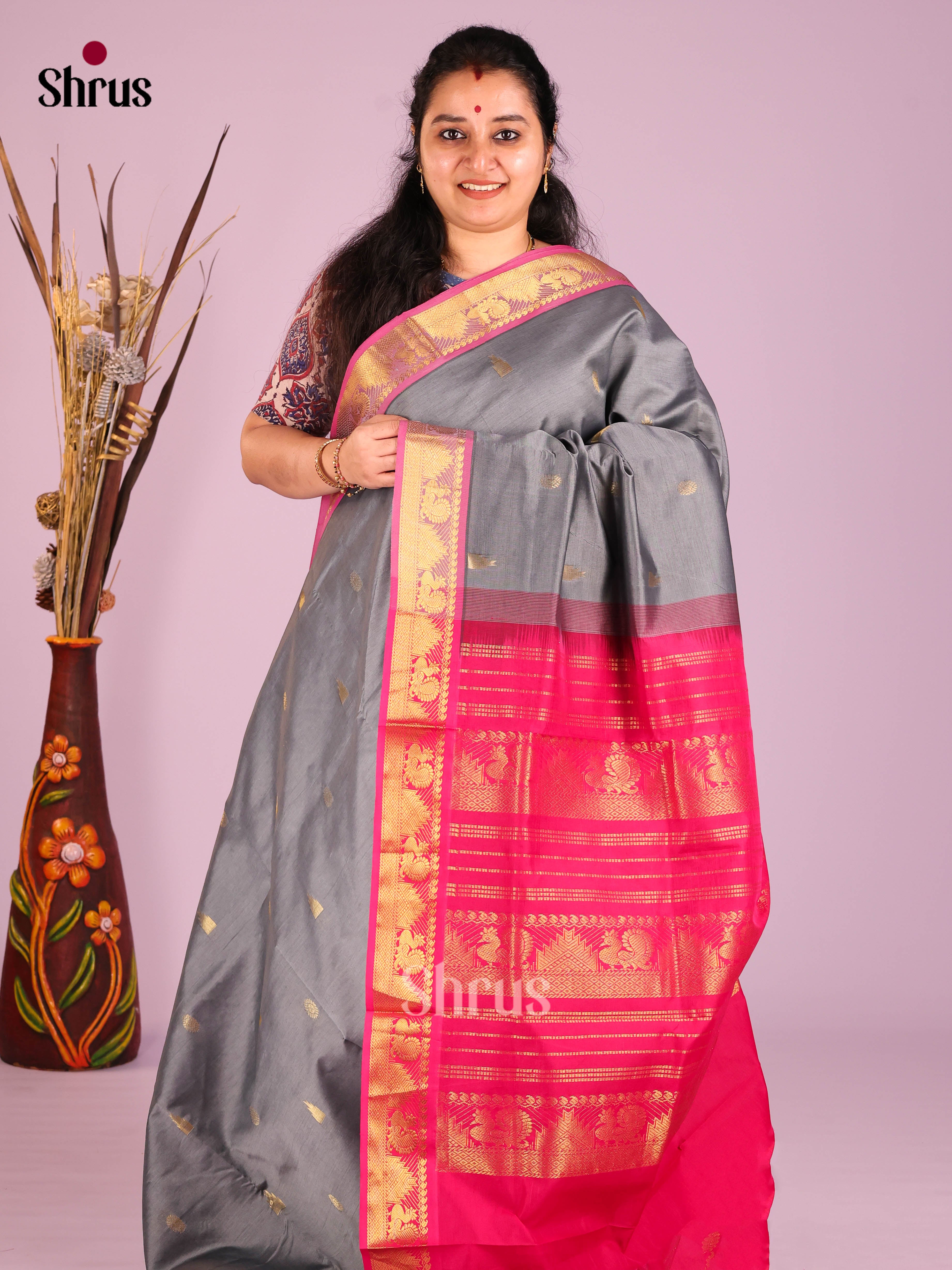 DIS10430 - Silkcotton-halfpure Saree - Shop on Shrus.com