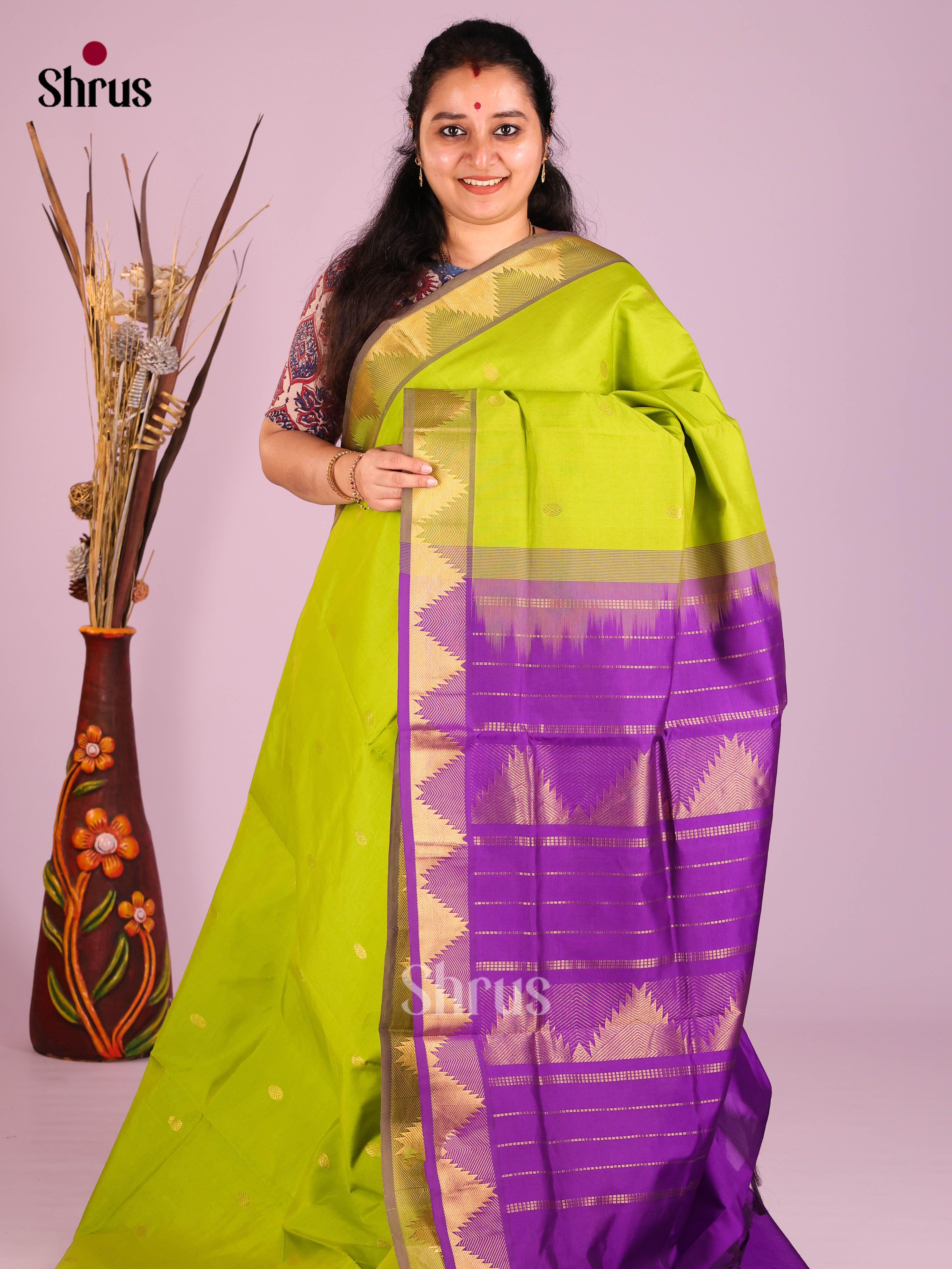 DIS10432 - Silkcotton-halfpure Saree - Shop on Shrus.com