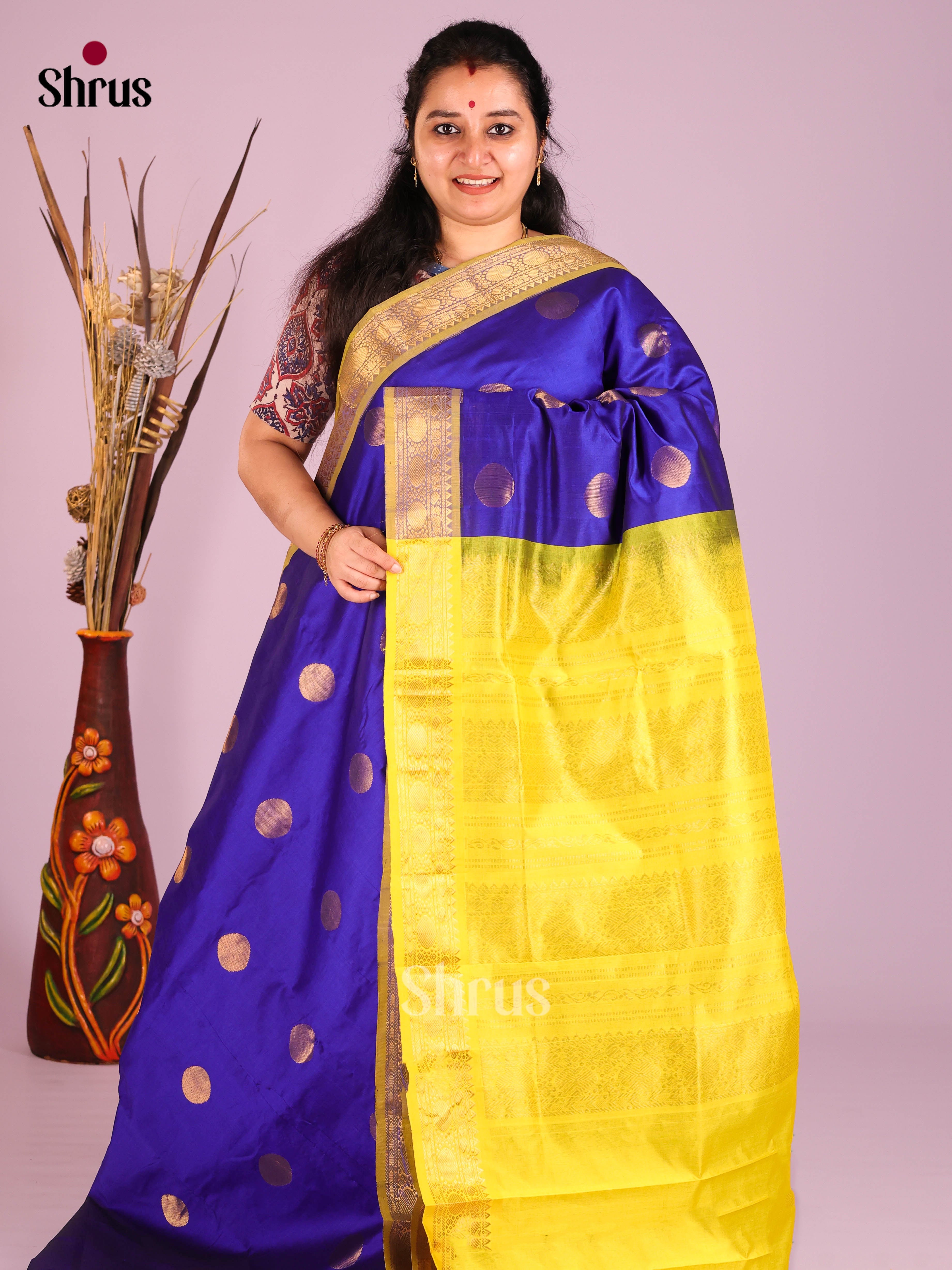 DIS10436 - Silkcotton-halfpure Saree - Shop on Shrus.com