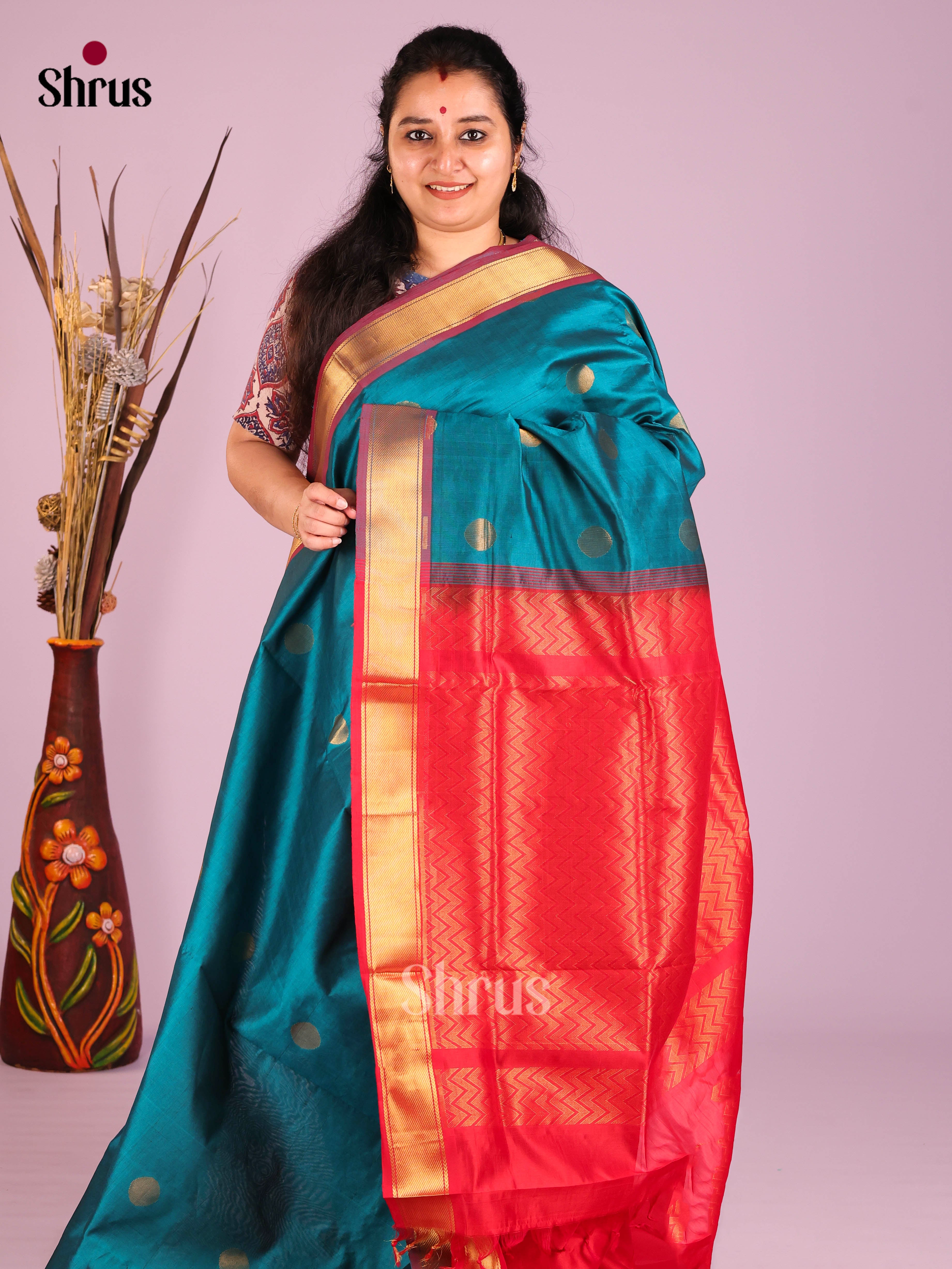 DIS10438 - Silkcotton-halfpure Saree - Shop on Shrus.com