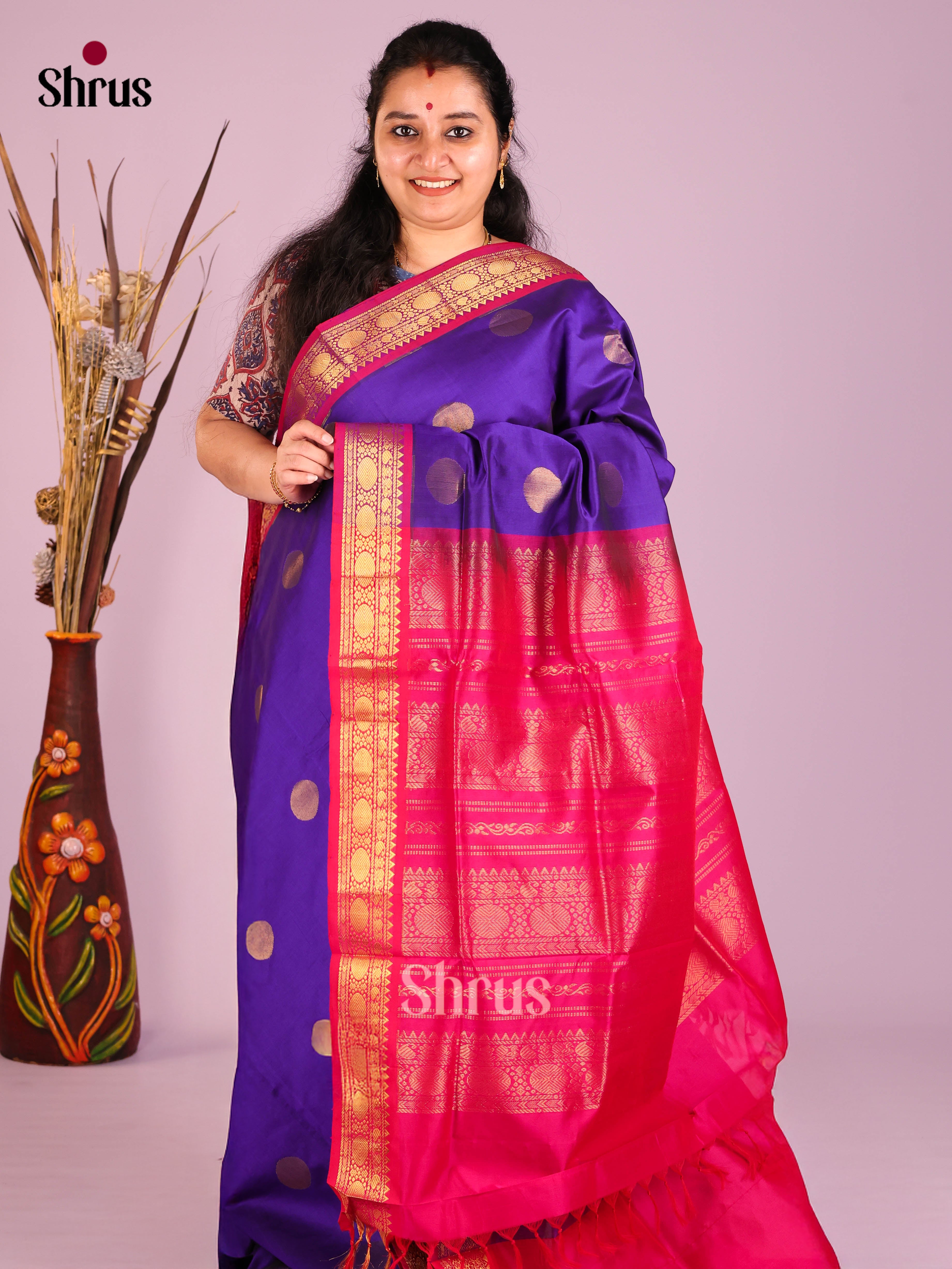 DIS10444 - Silkcotton-halfpure Saree - Shop on Shrus.com