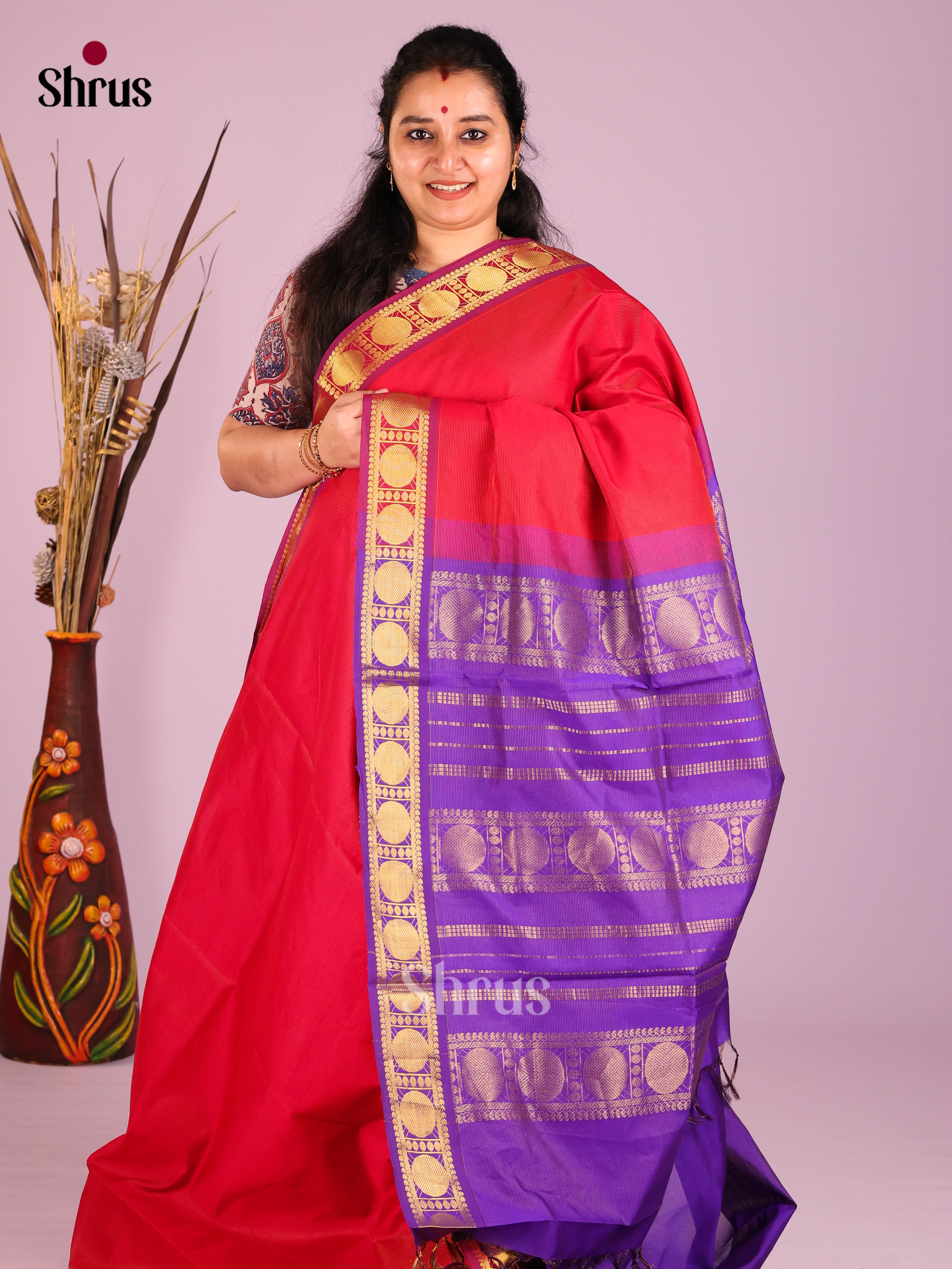 DIS10449 - Silkcotton-halfpure Saree - Shop on Shrus.com