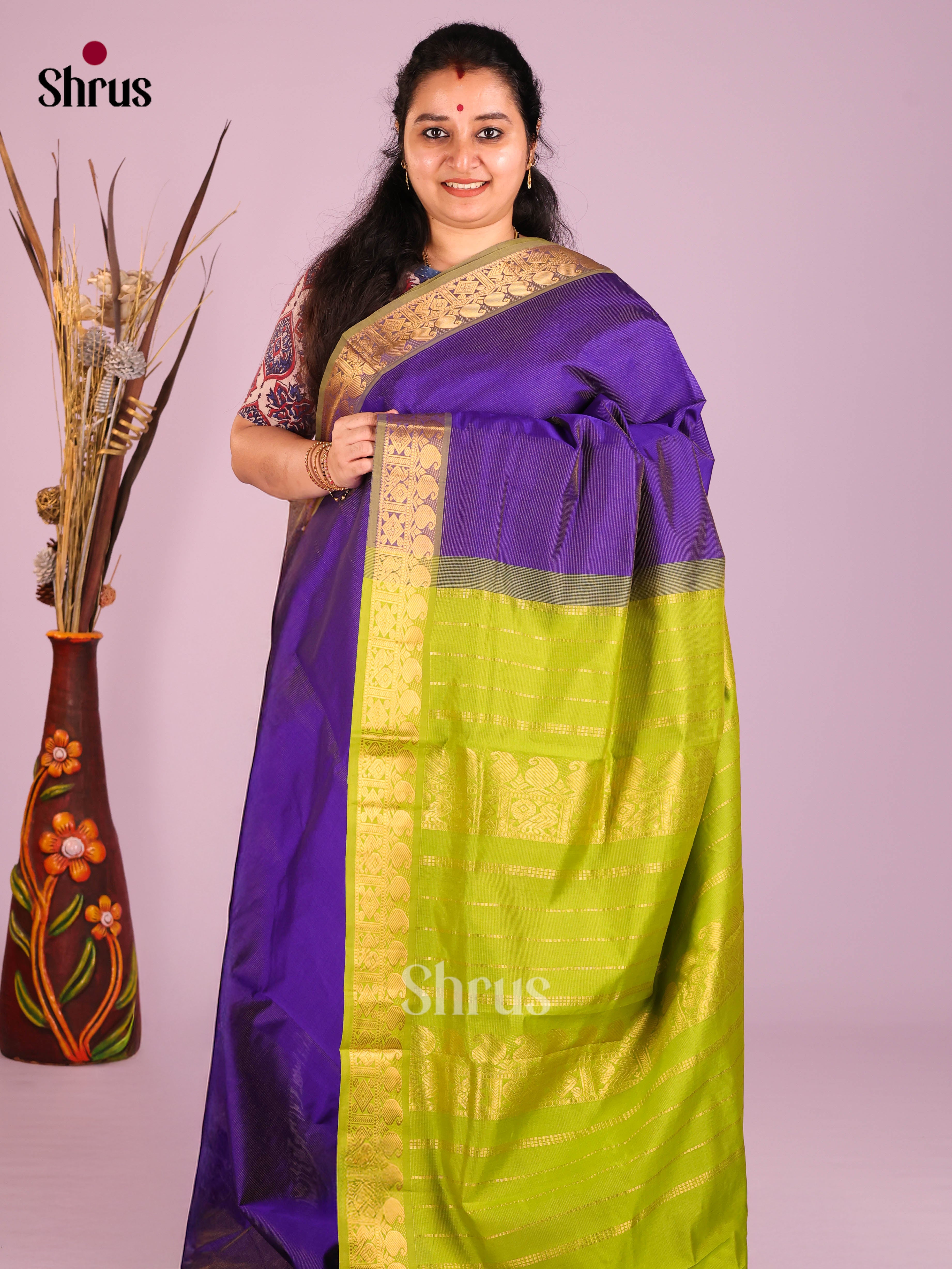 DIS10456 - Silkcotton-halfpure Saree - Shop on Shrus.com
