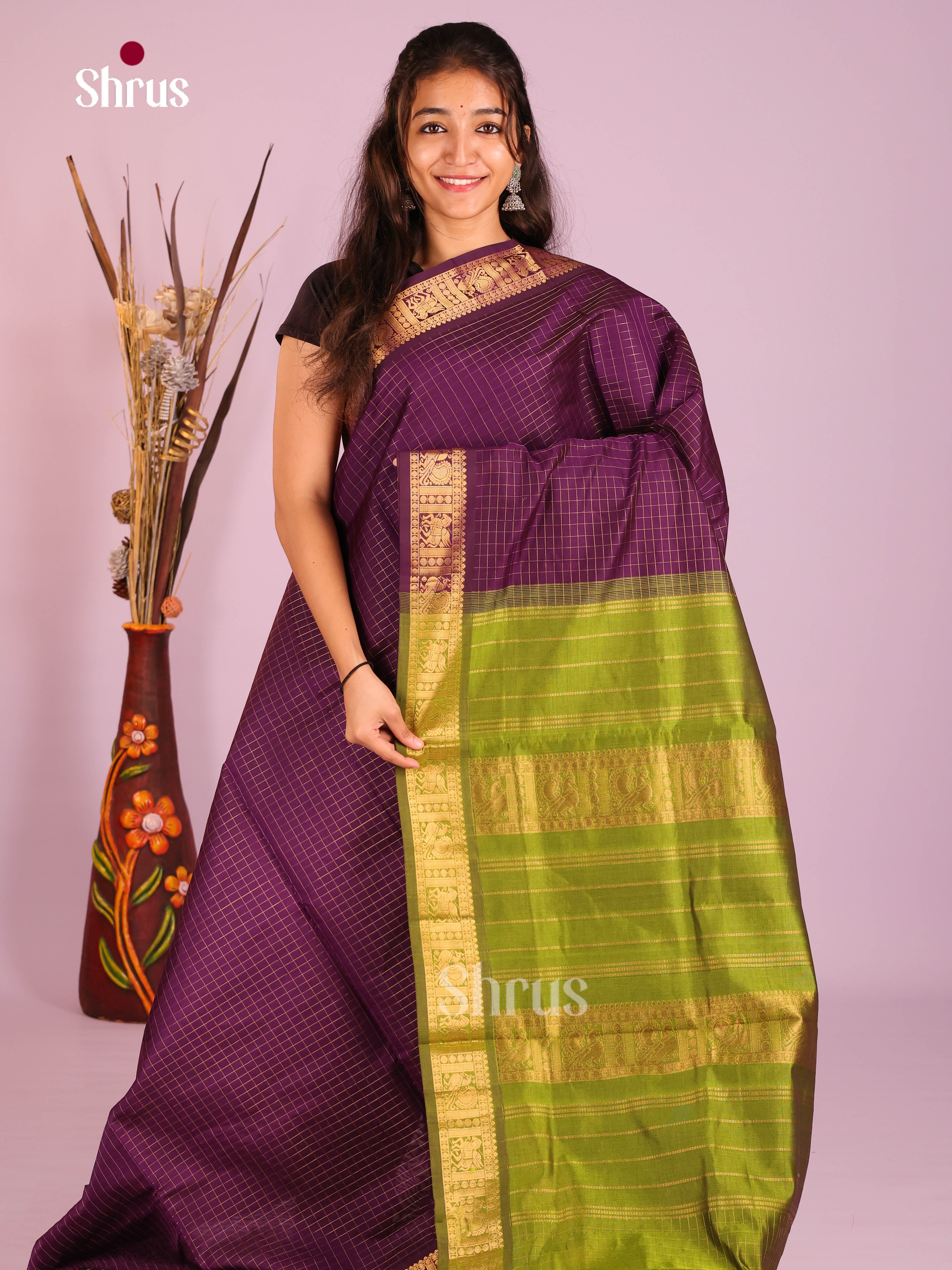 DIS10465 - Silkcotton-halfpure Saree - Shop on Shrus.com