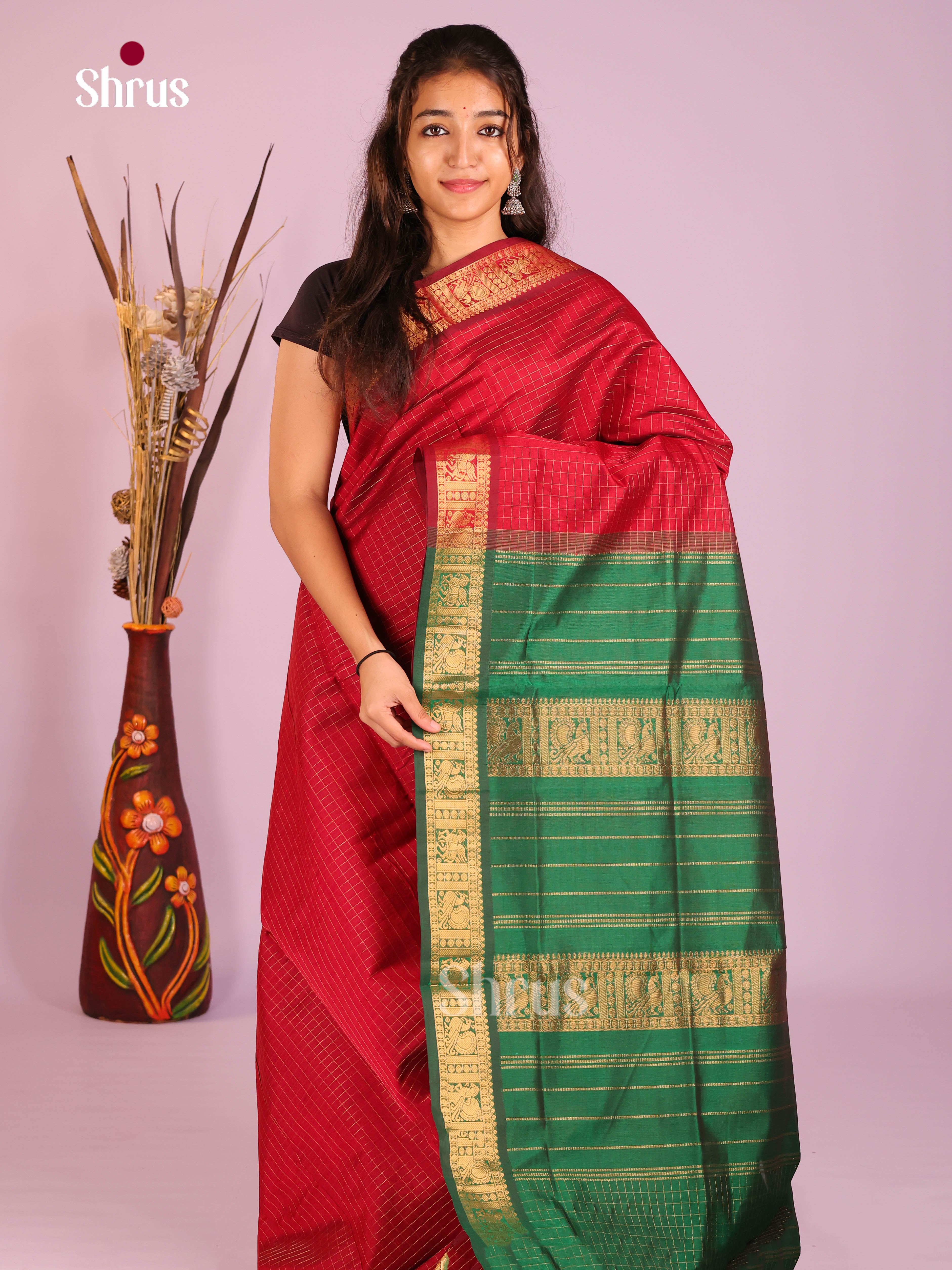 DIS10471 - Silkcotton-halfpure Saree - Shop on Shrus.com