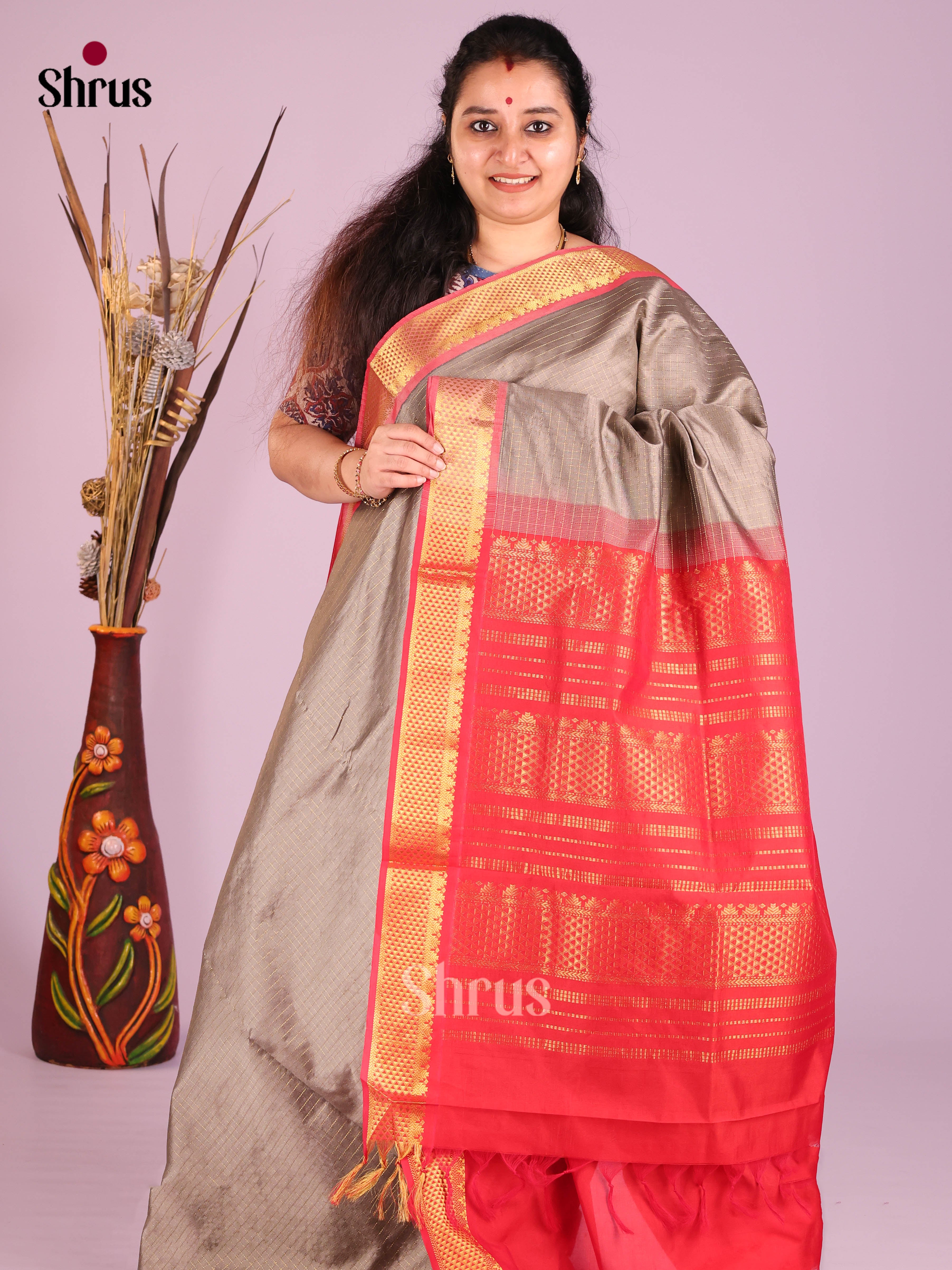 DIS10478 - Silkcotton-halfpure Saree - Shop on Shrus.com