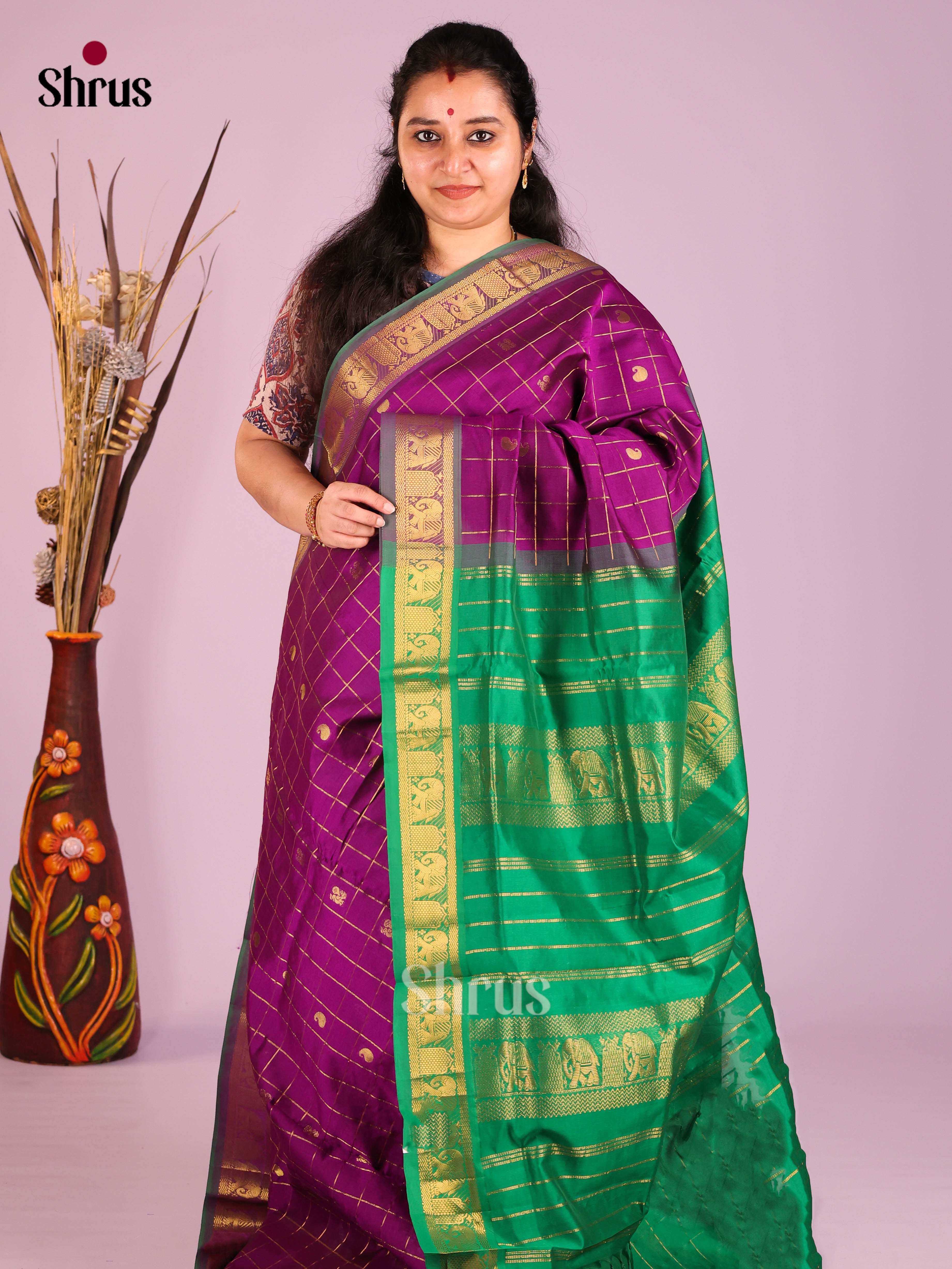 DIS10482 - Silkcotton-halfpure Saree - Shop on Shrus.com