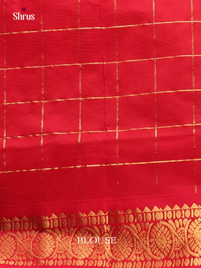 Light Green & Red - Silkcotton-halfpure Saree - Shop on Shrus.com