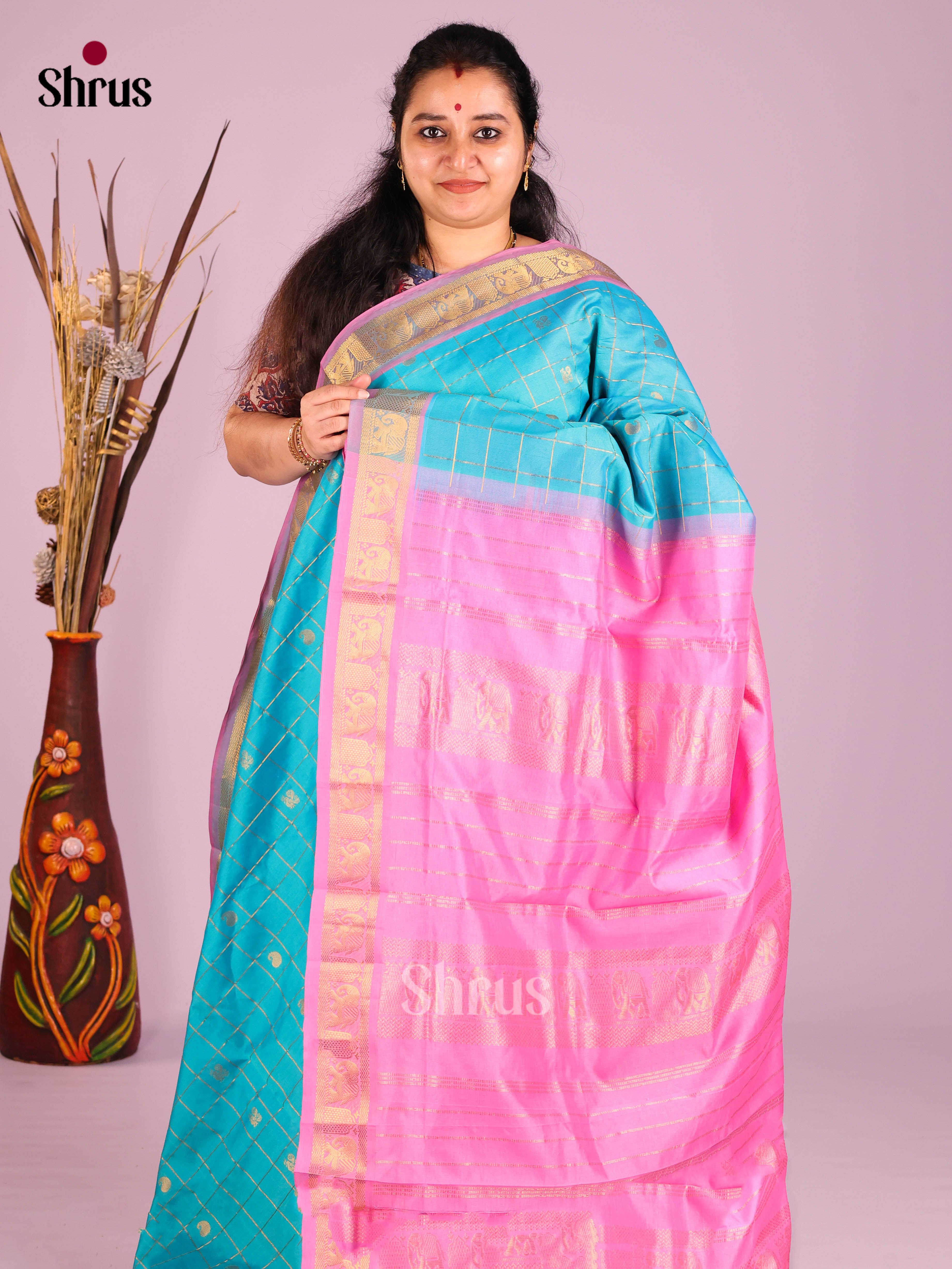 DIS10488 - Silkcotton-halfpure Saree - Shop on Shrus.com