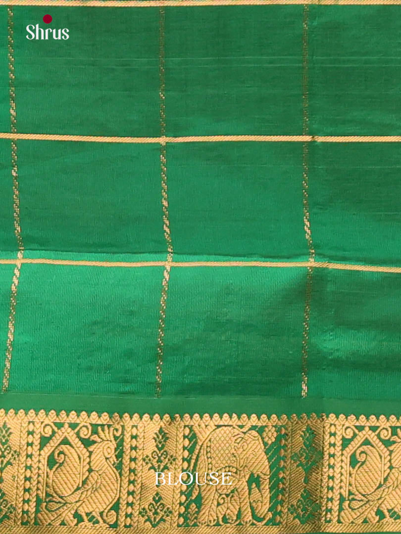 Pink & Green - Silkcotton-halfpure Saree - Shop on Shrus.com