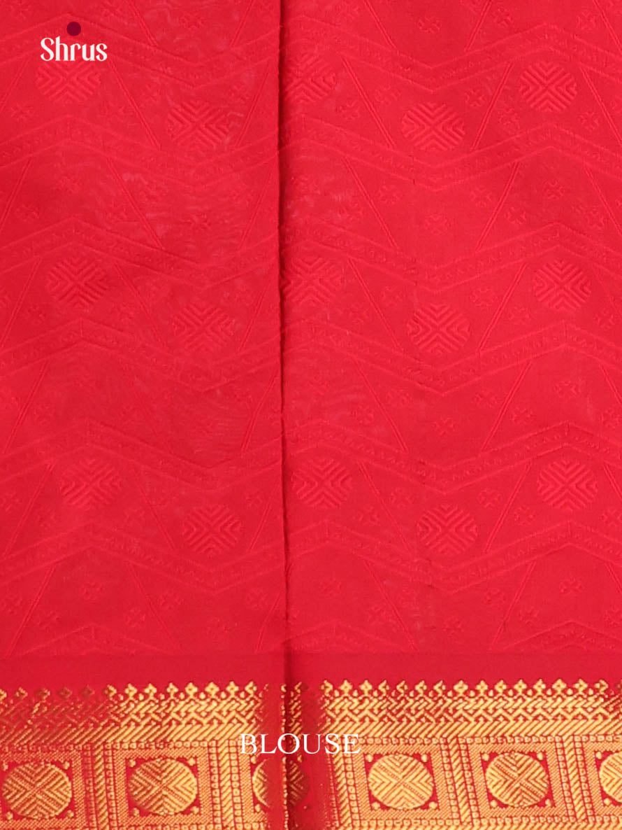 Green & Red - Silkcotton-halfpure Saree - Shop on Shrus.com