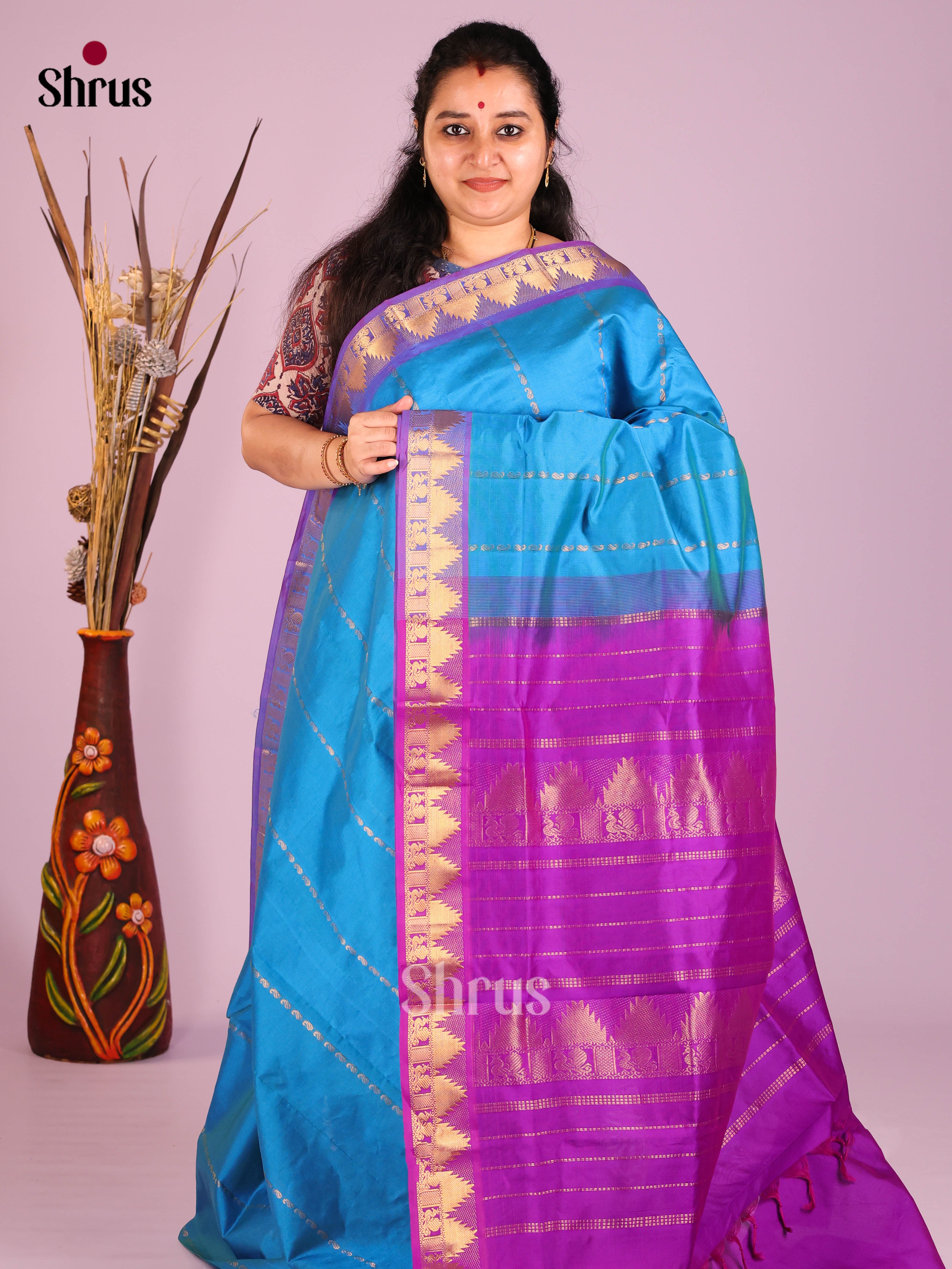 DIS10524 - Silkcotton-halfpure Saree - Shop on Shrus.com
