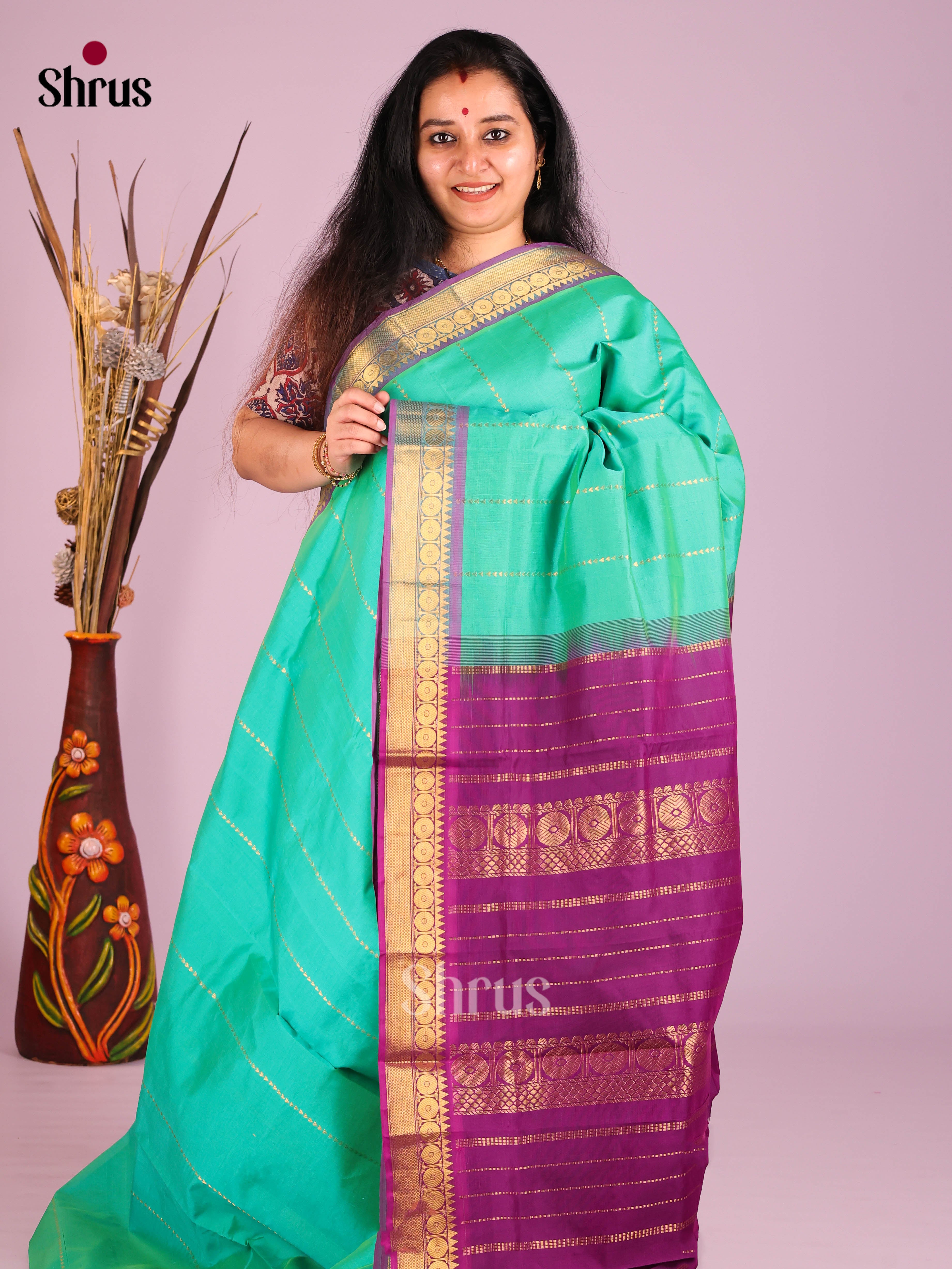 DIS10527 - Silkcotton-halfpure Saree - Shop on Shrus.com