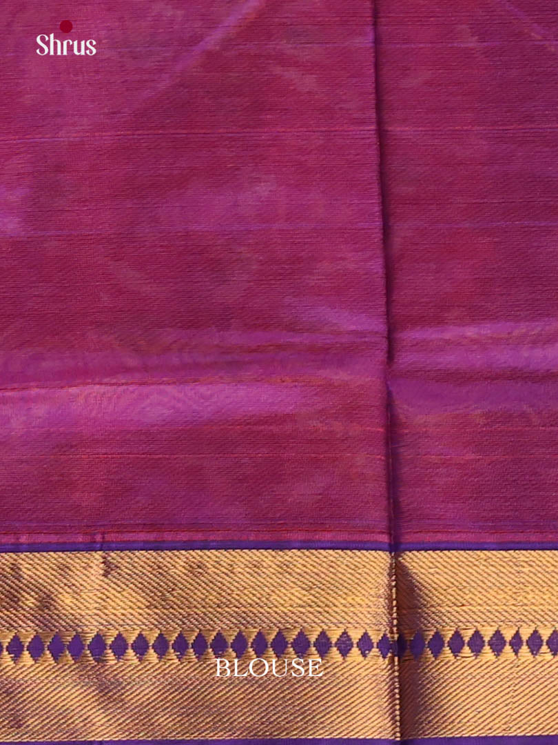 Orange & Purple - Silkcotton-Halfpure 9Yards Saree - Shop on Shrus.com