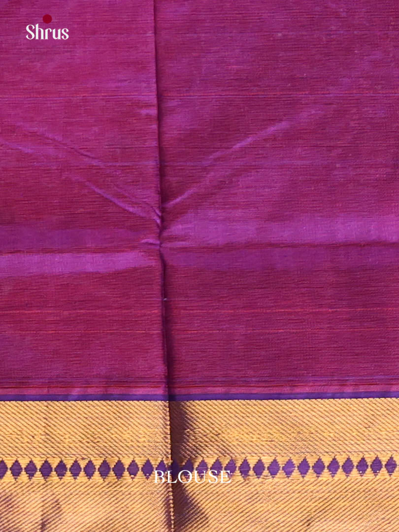 Pink & Purple - Silkcotton-Halfpure 9Yards Saree - Shop on Shrus.com