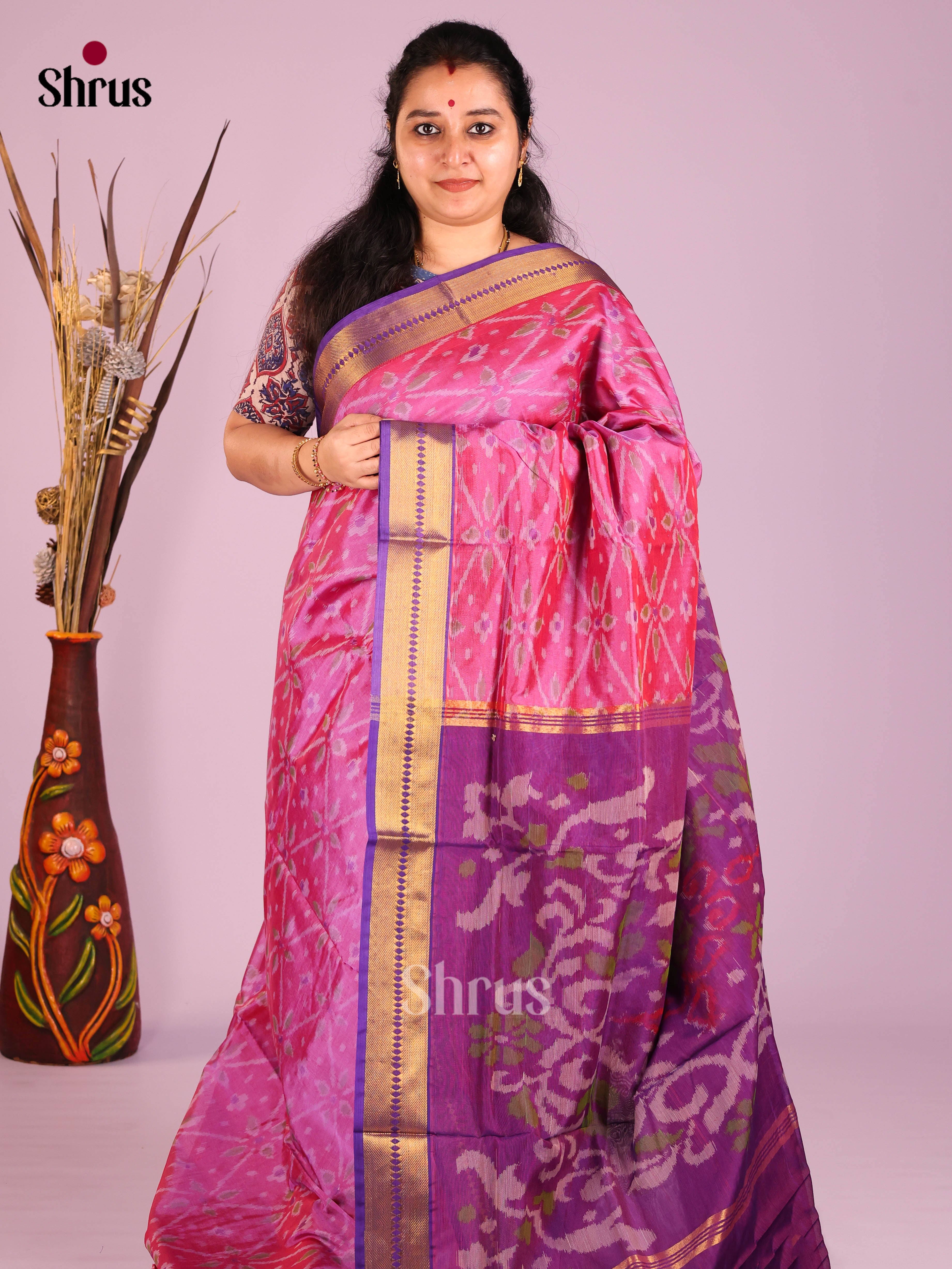 DIS10600 - Silkcotton-Halfpure 9Yards Saree - Shop on Shrus.com