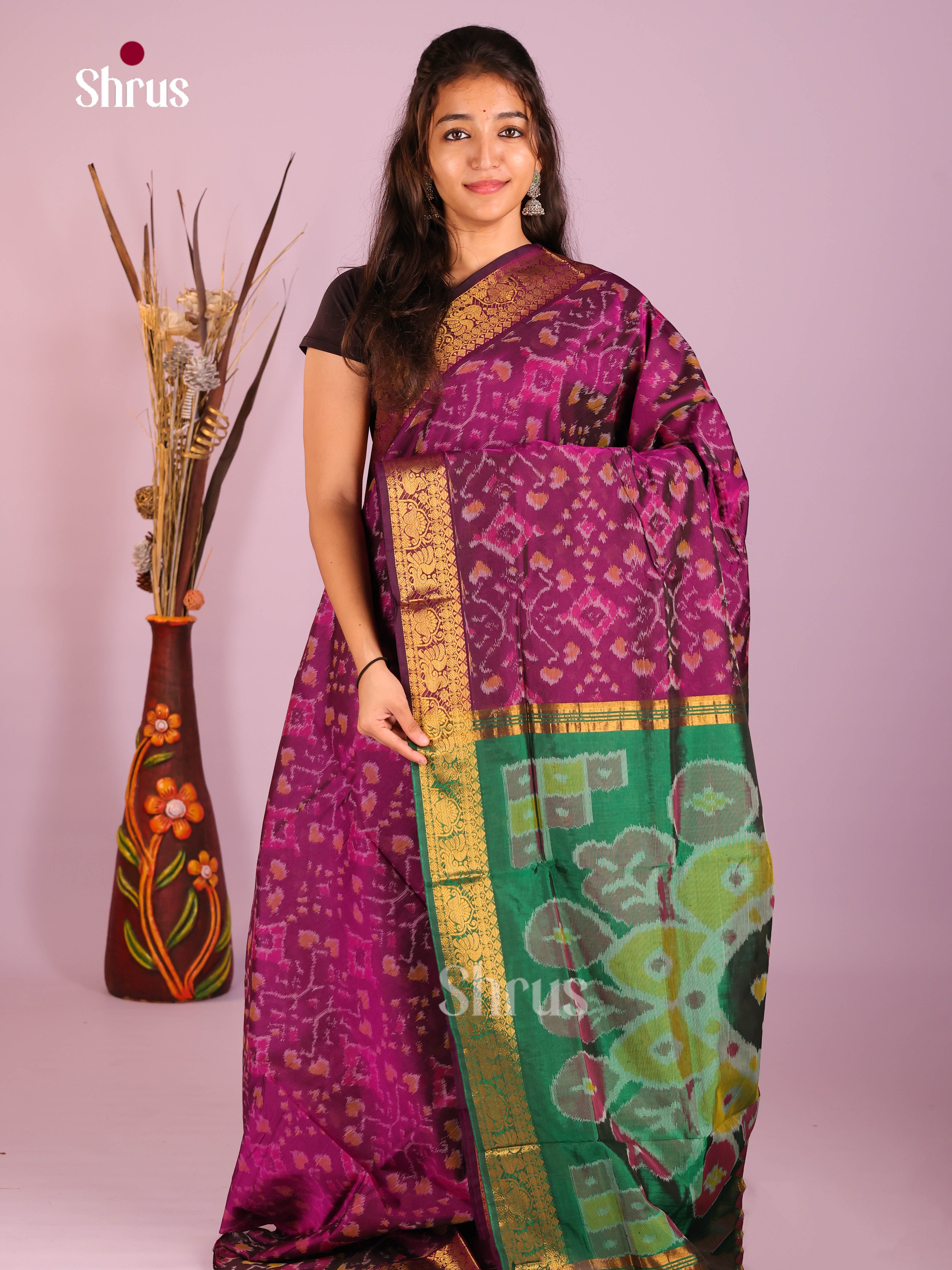 DIS10602 - Silkcotton-Halfpure 9Yards Saree - Shop on Shrus.com