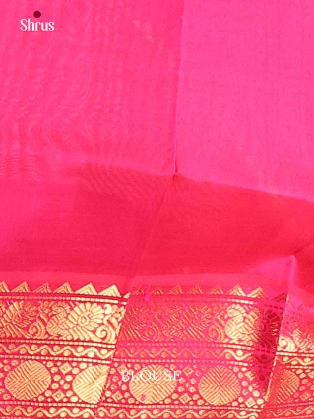 Elegant Cream & Pink Checked Silk Cotton Saree With Zari Border & Pallu 1