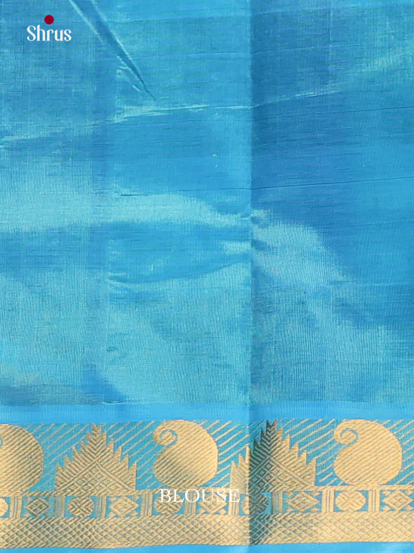 Chic Blue & Purple Checked Silk Cotton Saree With Zari Border & Pallu