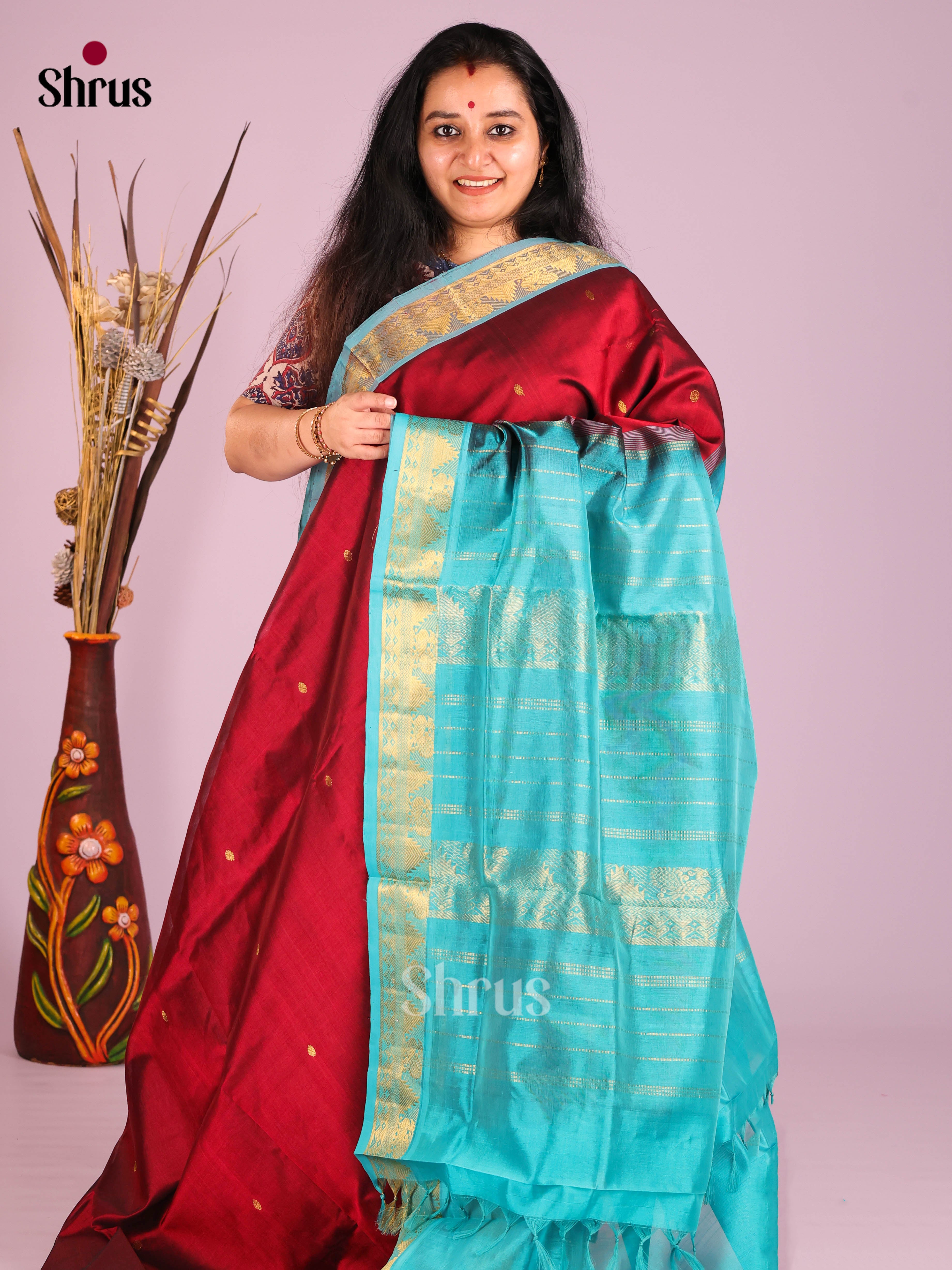 DIS10627 - NON KORVAI MEDIUM BORDER-Butta Saree - Shop on Shrus.com