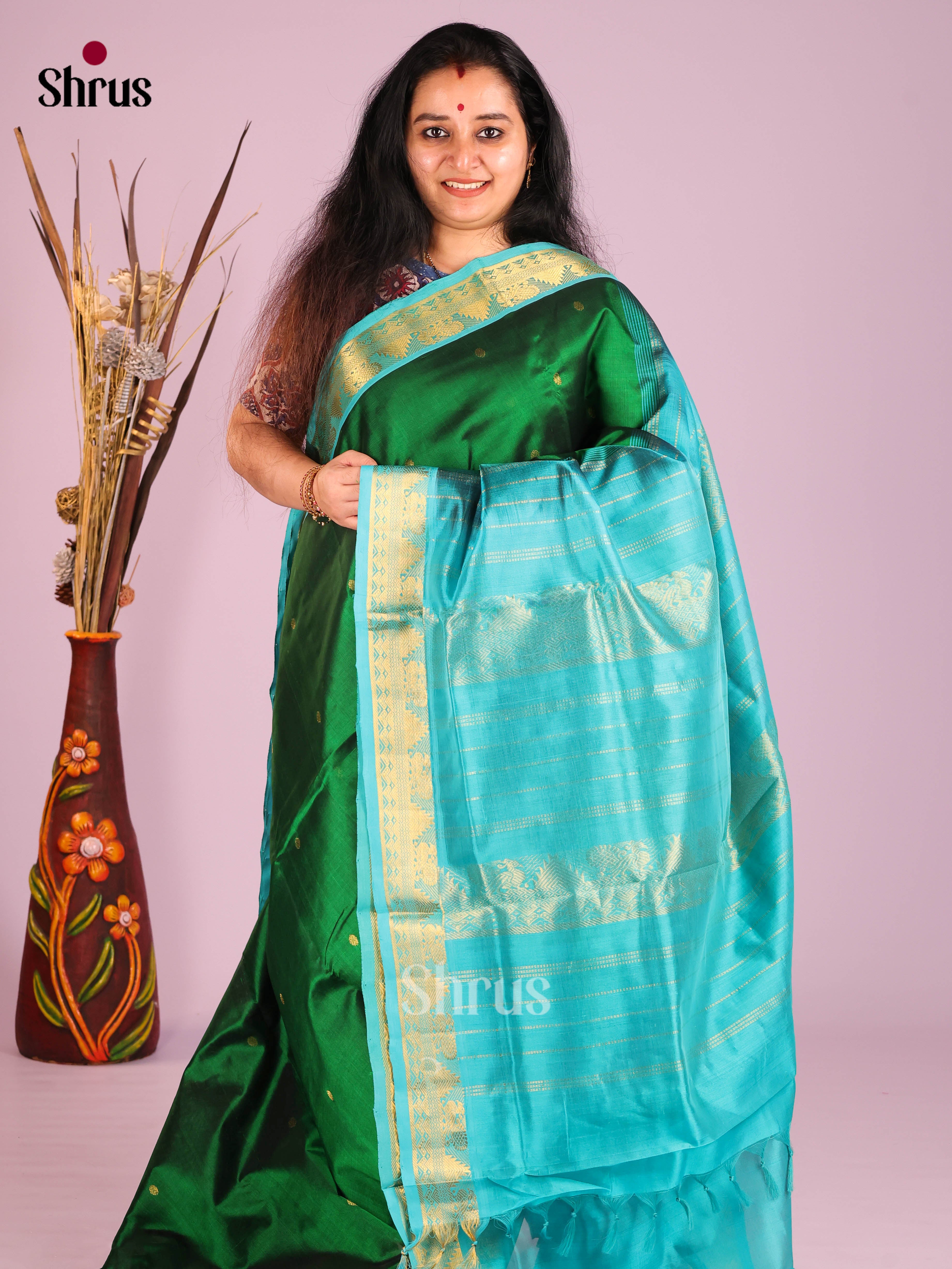 DIS10632 - NON KORVAI MEDIUM BORDER-Butta Saree - Shop on Shrus.com