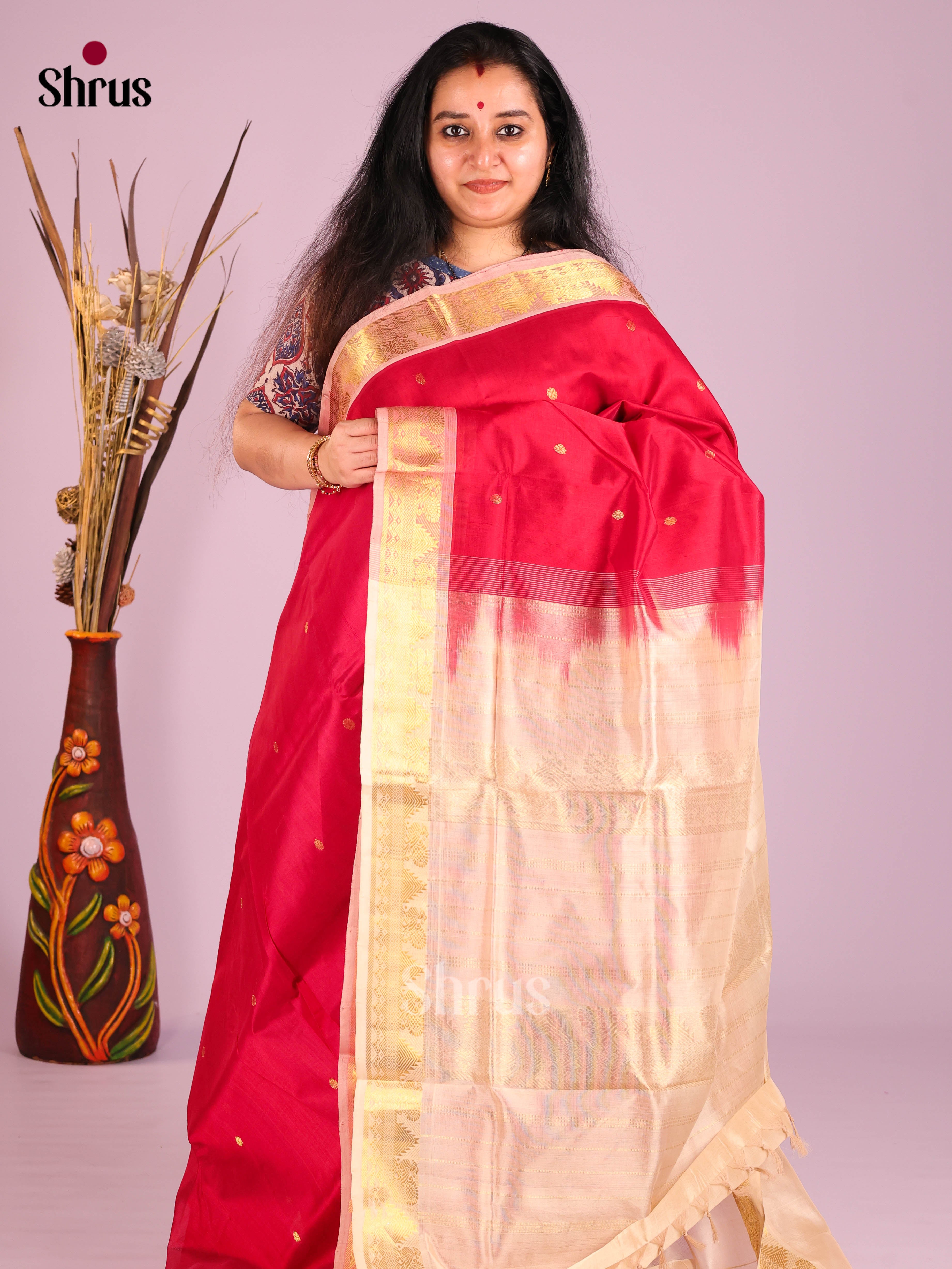DIS10634 - NON KORVAI MEDIUM BORDER-Butta Saree - Shop on Shrus.com