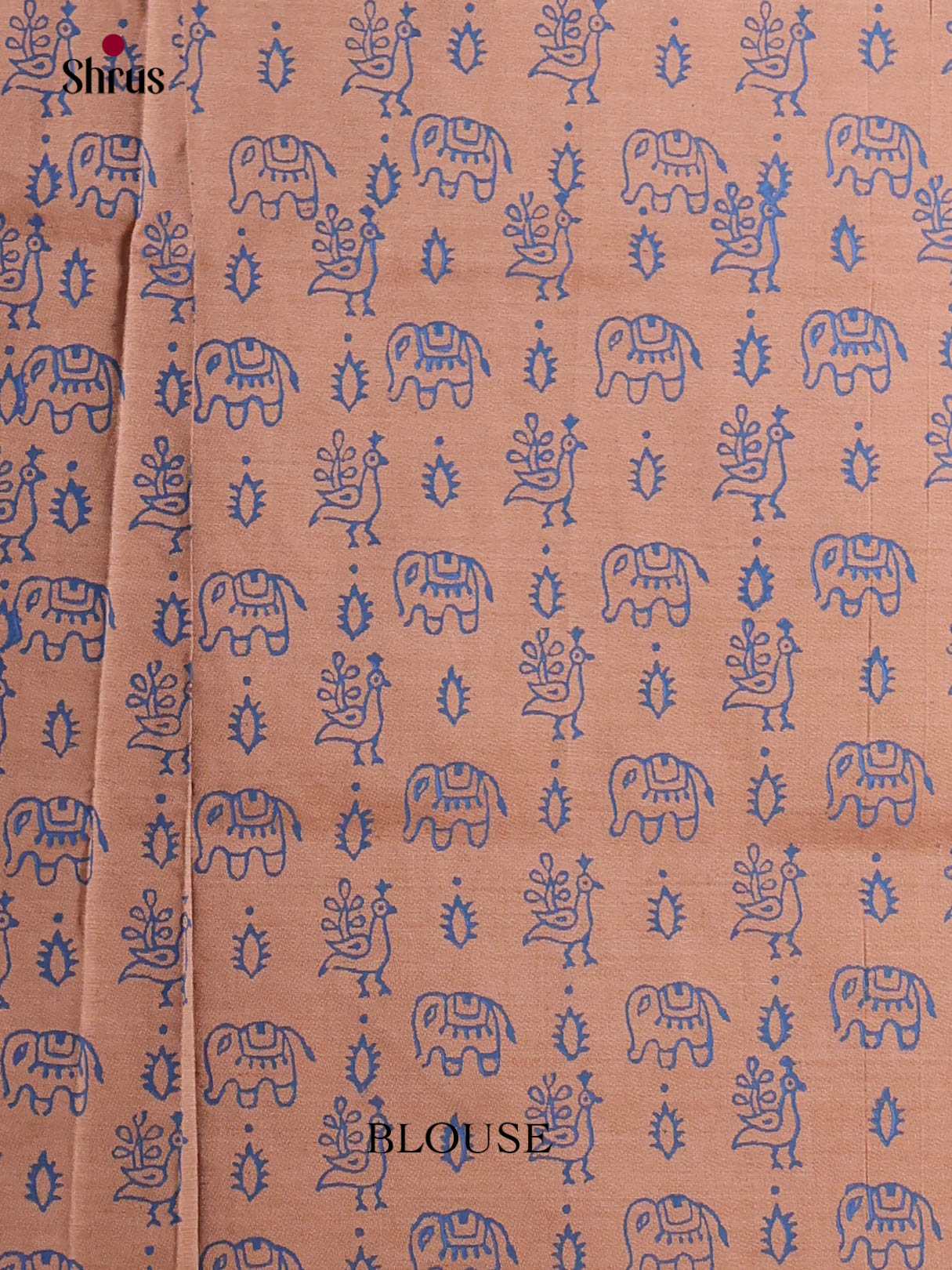 Blue & Peach - Semi Silkcotton print Saree