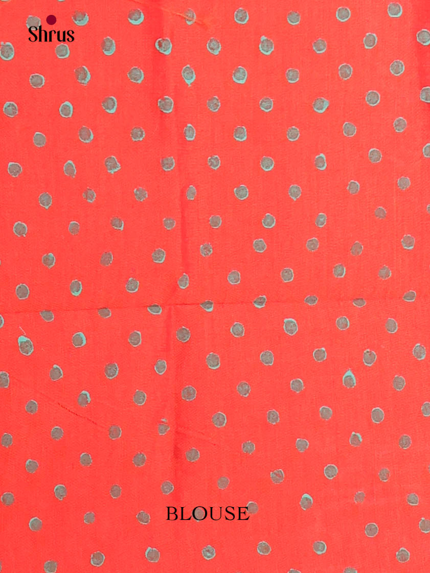 Pastel Green & Red - Semi Silkcotton print Saree