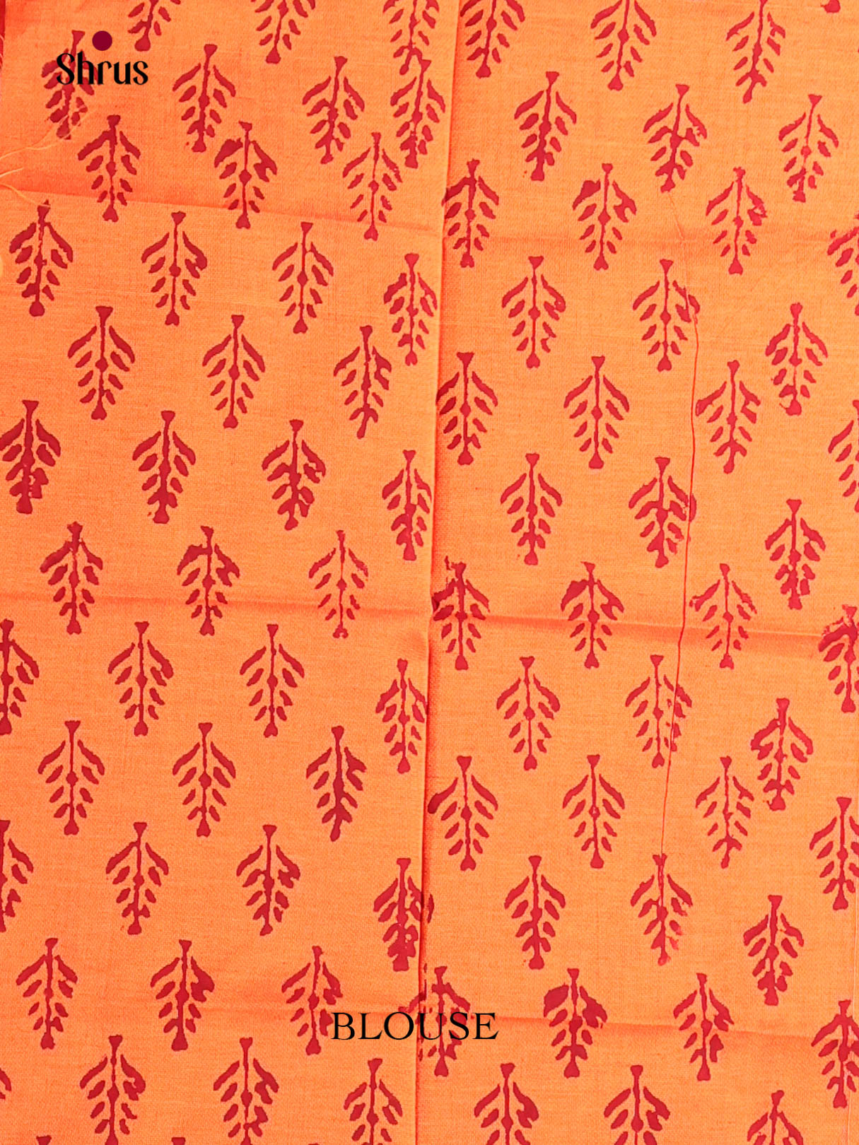 Maroon & Orange - Semi Silkcotton print Saree
