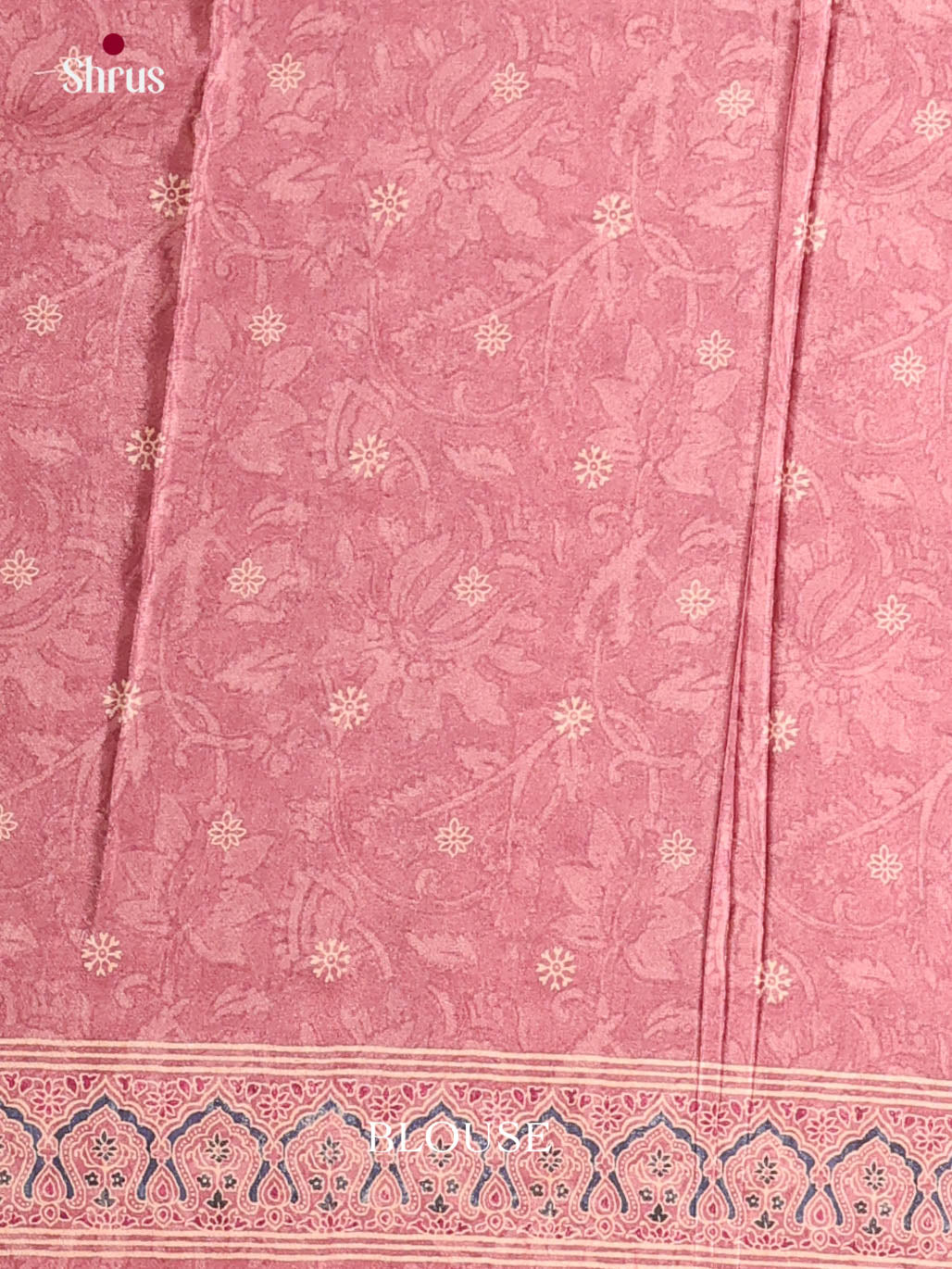 Blue & Pink - Semi Crepe Saree
