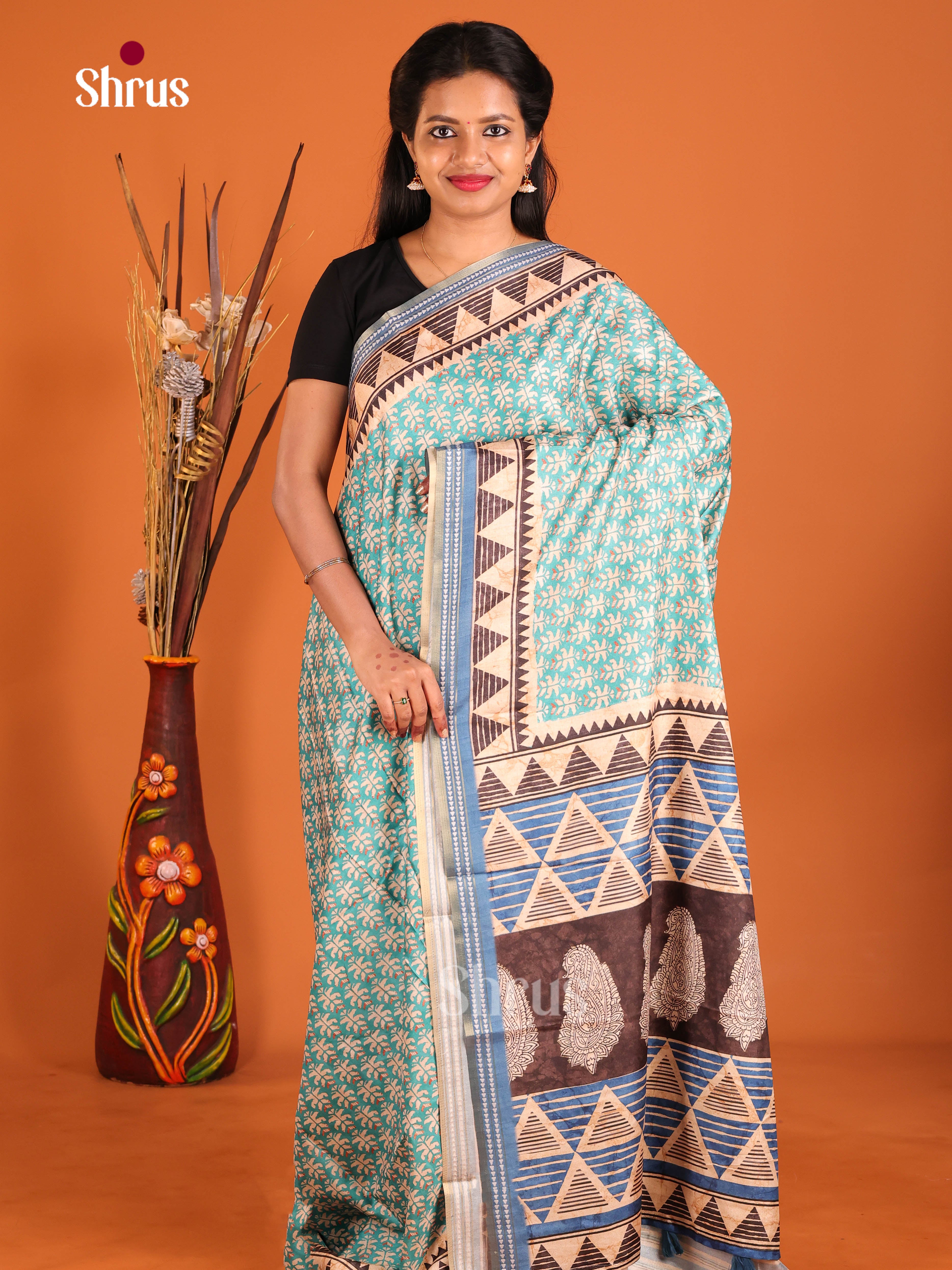 Pastel Blue & Blue - Semi matka Saree