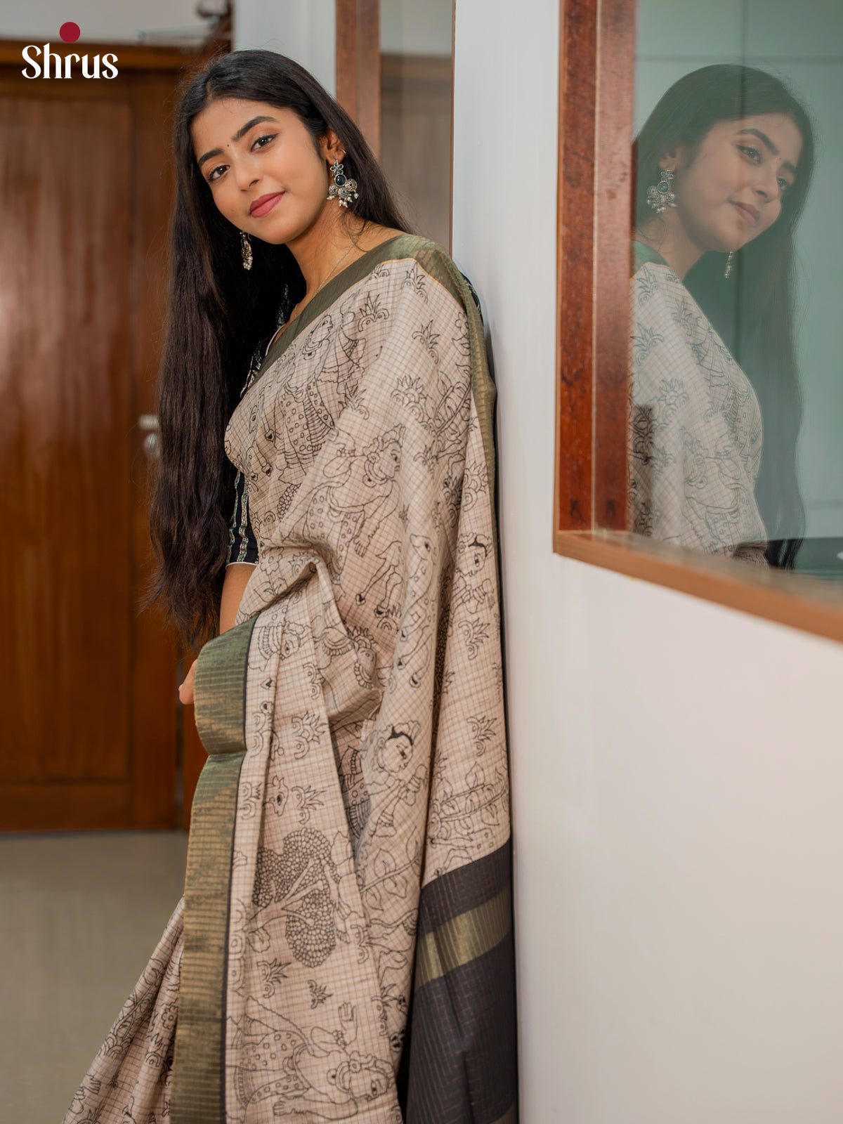 DIS11297 - Printed Semi Tussar Saree