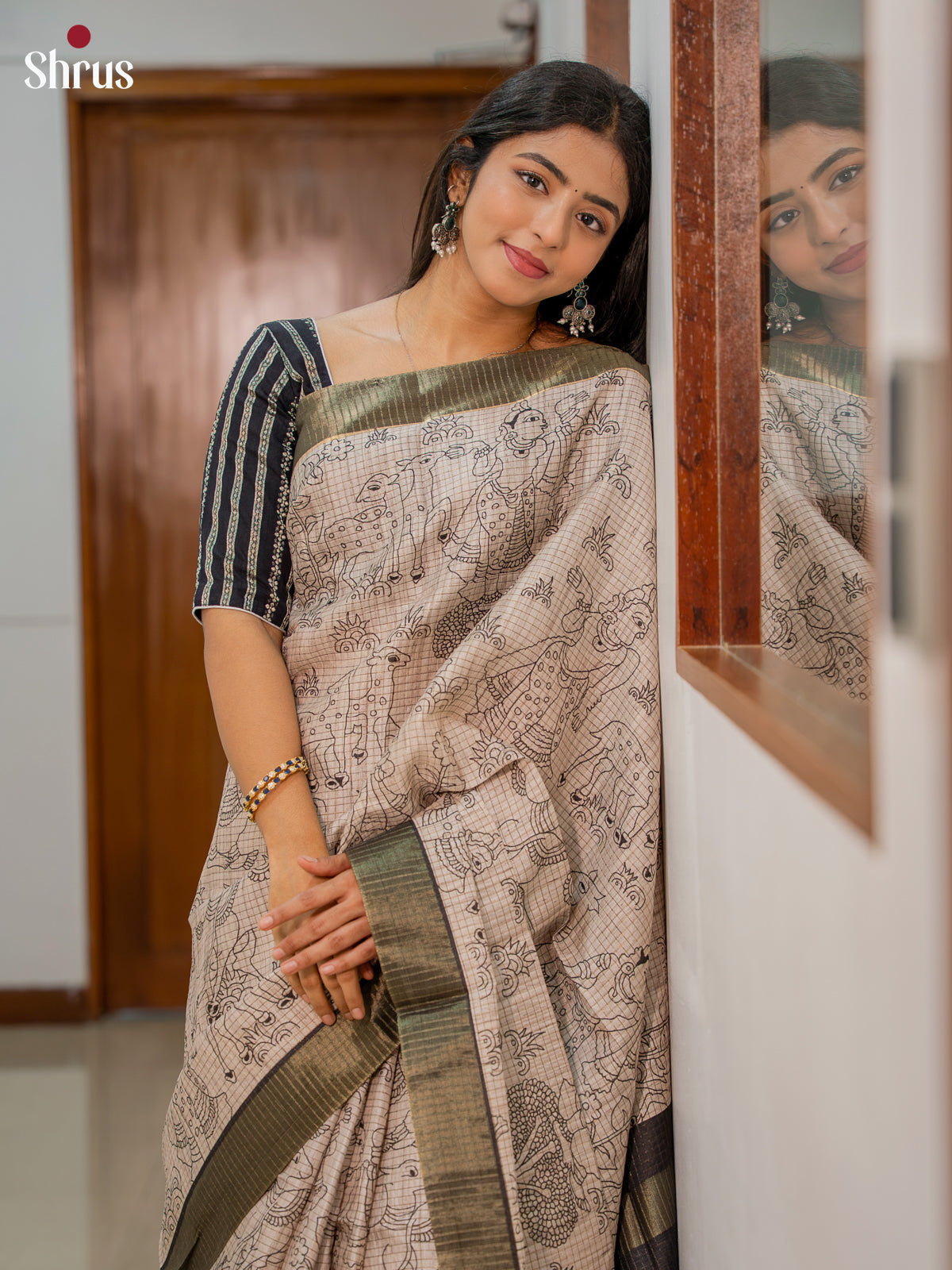 DIS11297 - Printed Semi Tussar Saree