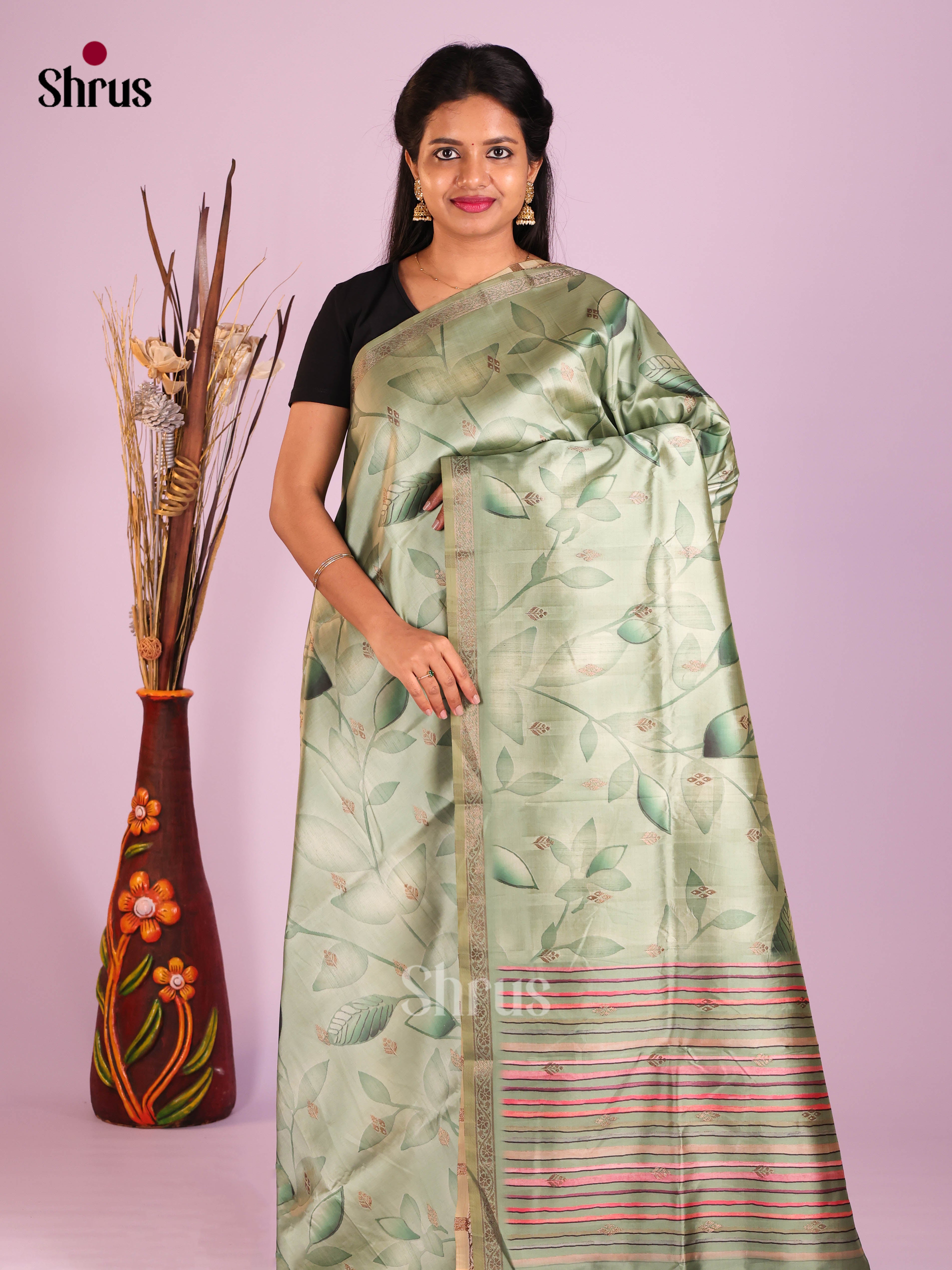 DIS11299 - Semi Dupion Saree - Shop on Shrus.com