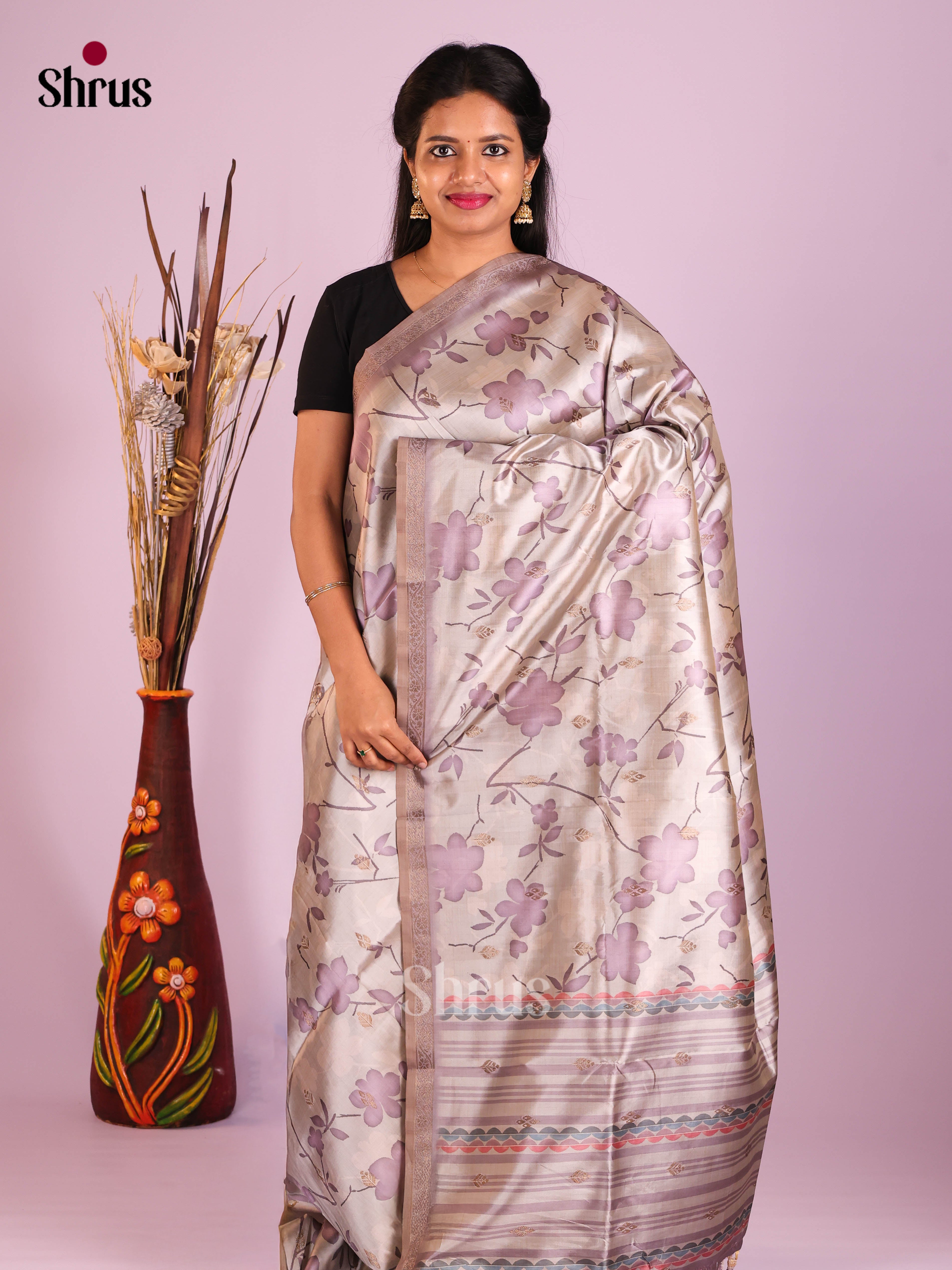 DIS11309 - Semi Dupion Saree - Shop on Shrus.com