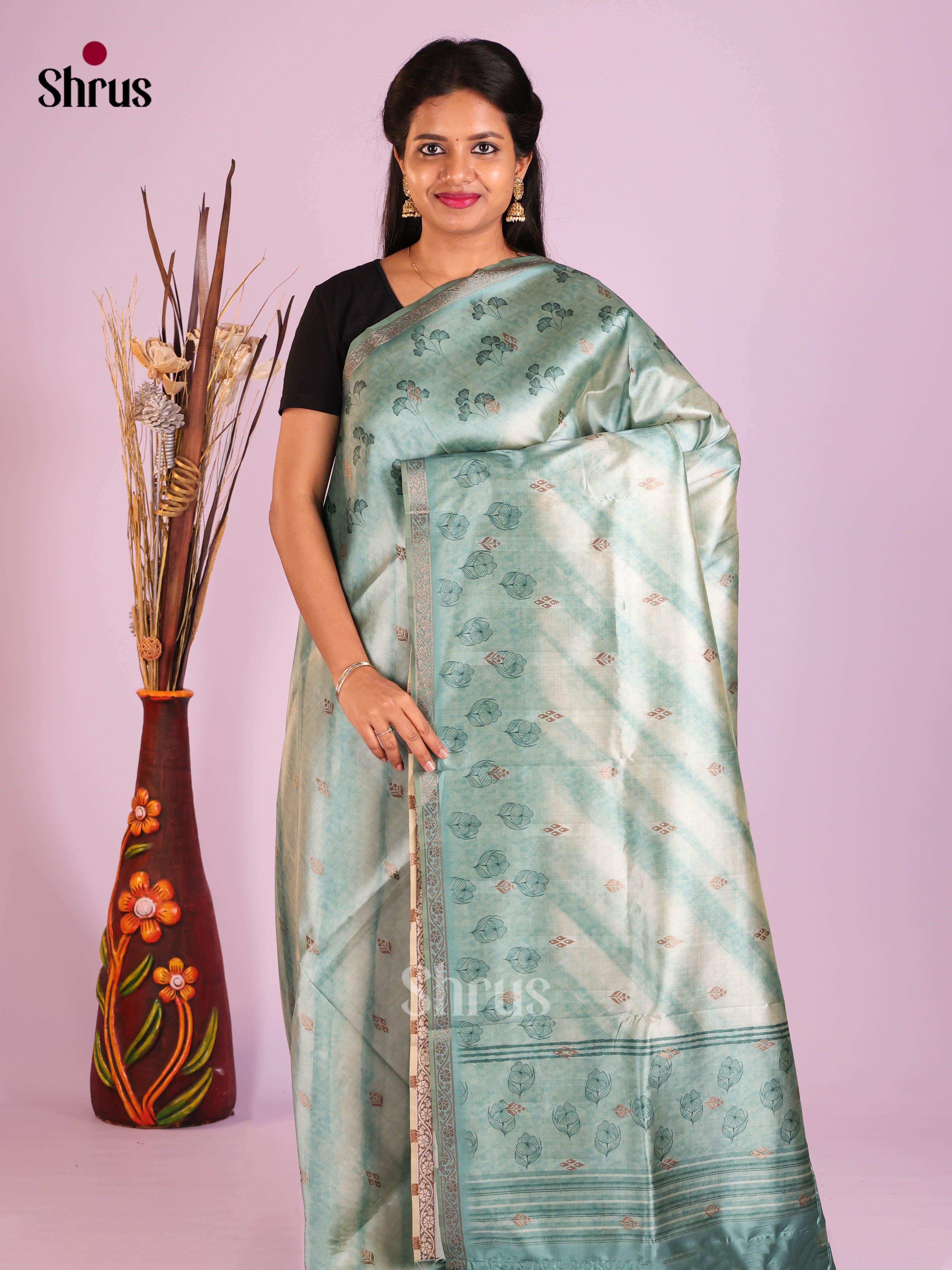 DIS11312 - Semi Dupion Saree - Shop on Shrus.com