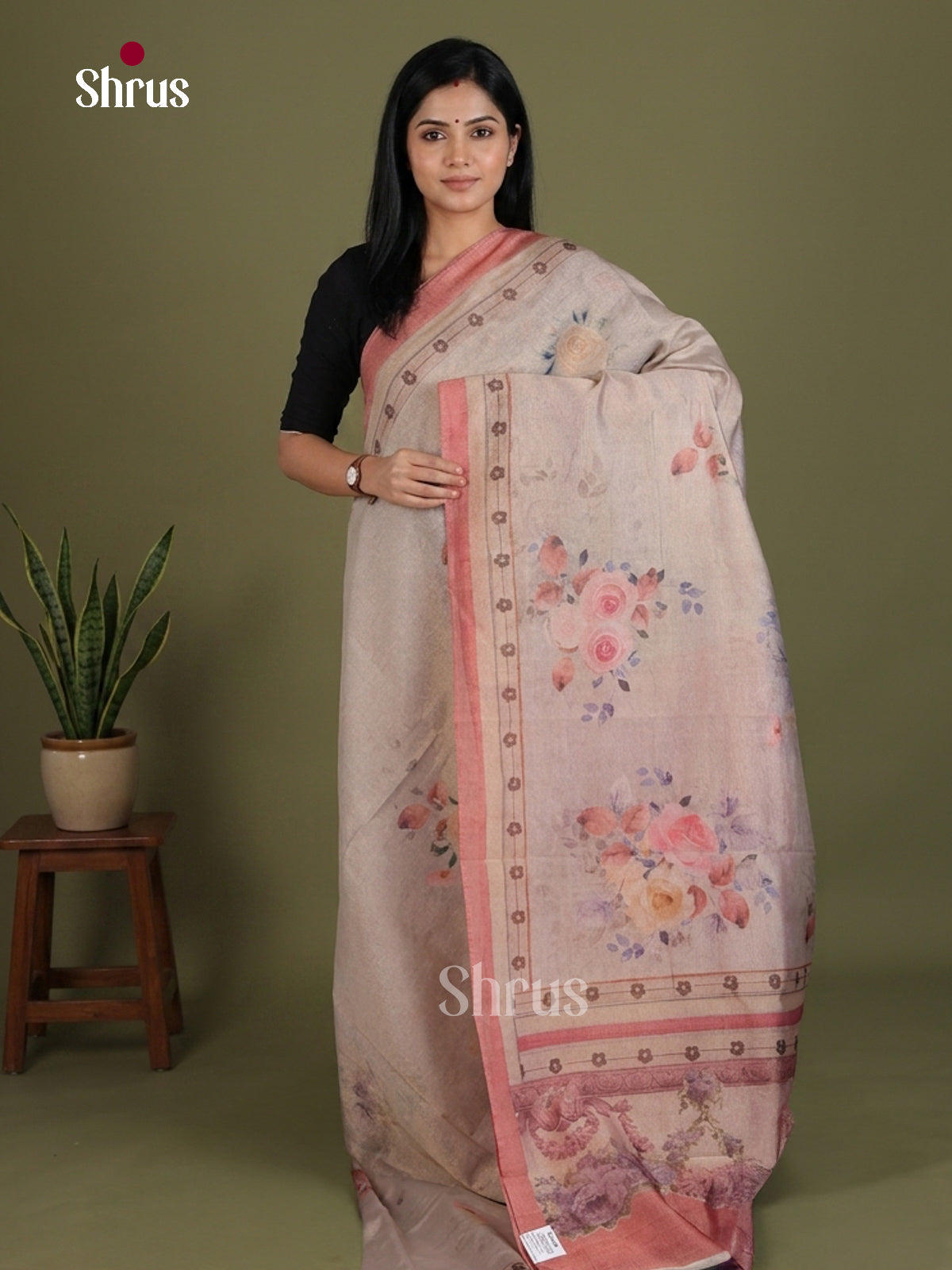 DIS11396 - Semi Tissue Print Saree - Shop on Shrus.com