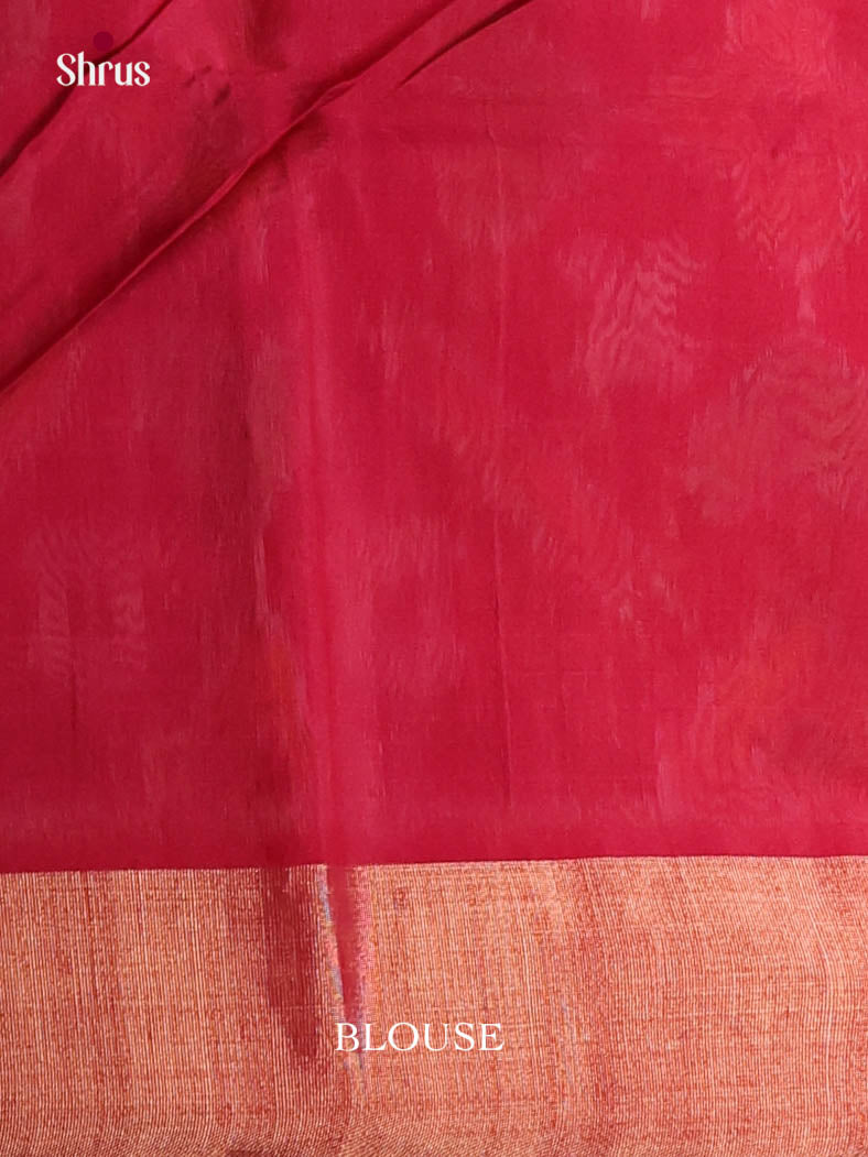 Classic Beige Pochampally Silk Cotton Saree with Pink Ikat Border