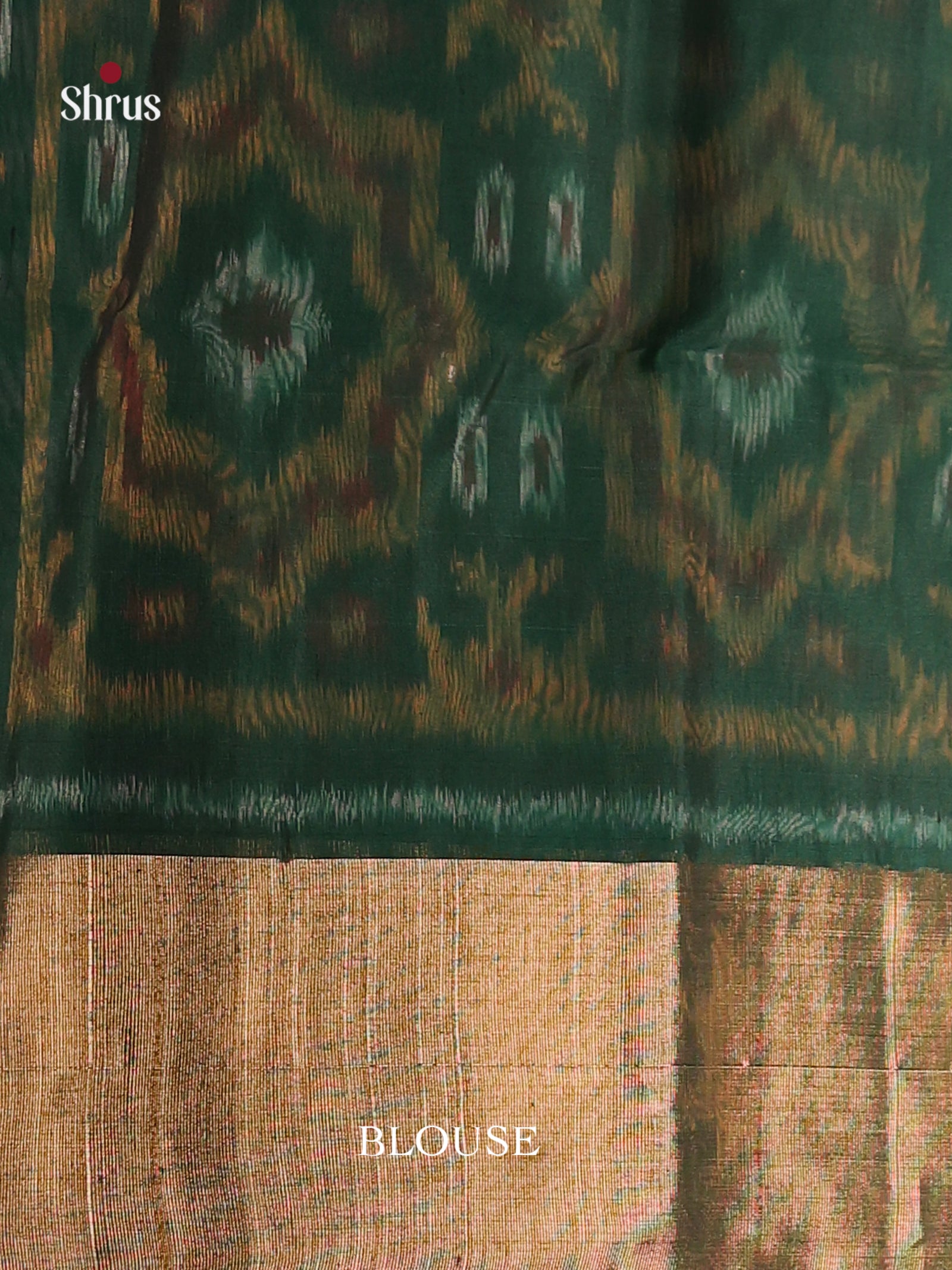 Elegant Brick Pochampally Silk Cotton Saree with Floral Motifs & Green Ikkat Pallu
