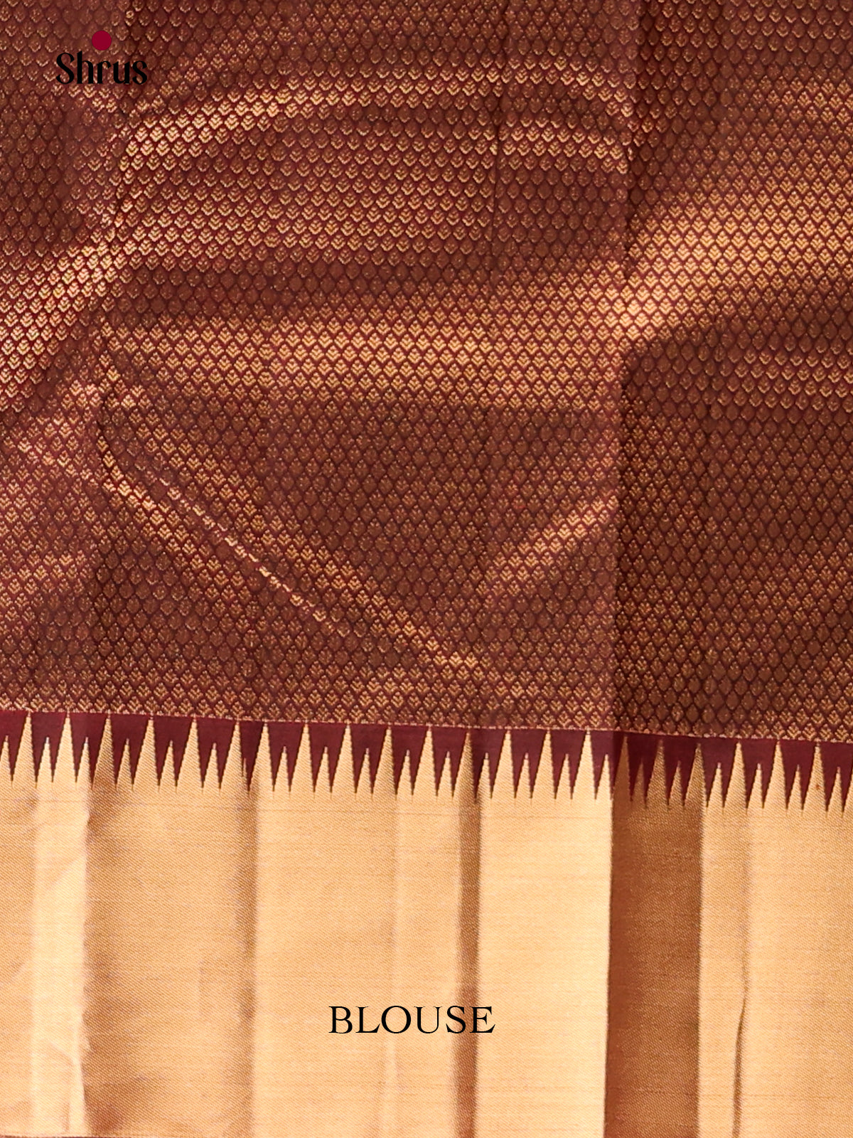 Maroon Single tone Kanchipuram silk Saree with kaddi zari border