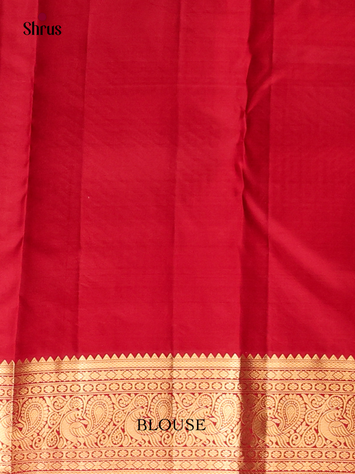 Red single Tone Kanchipuram Butta design Saree with zari brocade pallu