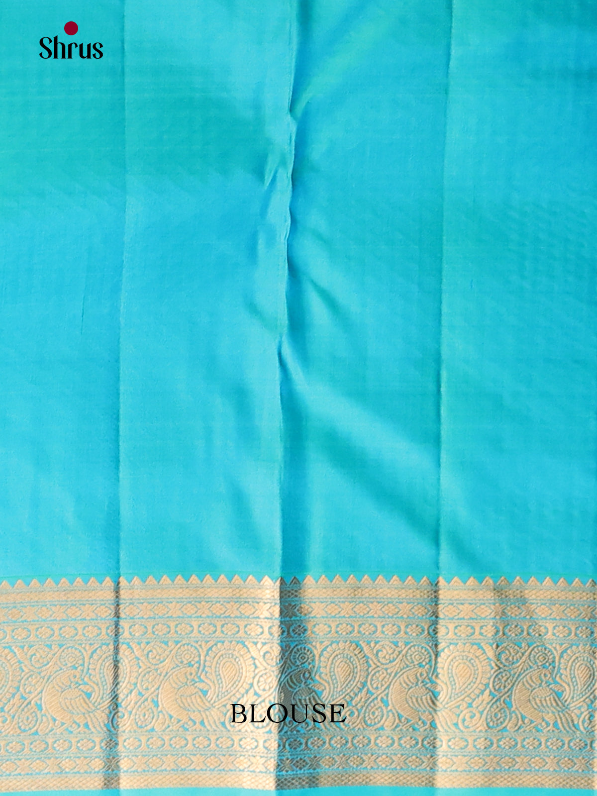 Sky Blue Single Tone Kanchipuram Butta design Saree with peacock floral vines zari border