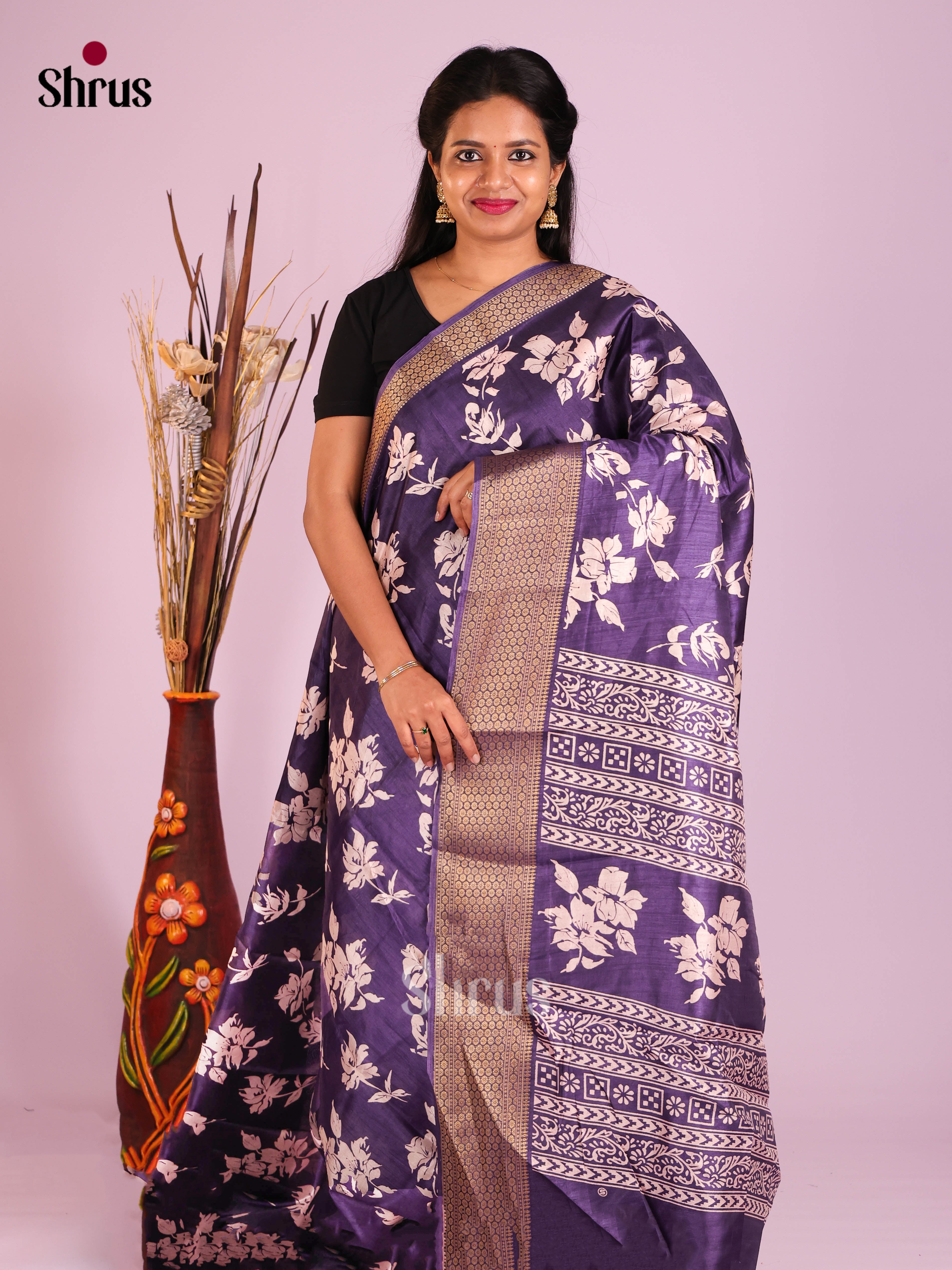 Violet - Semi Crepe Saree