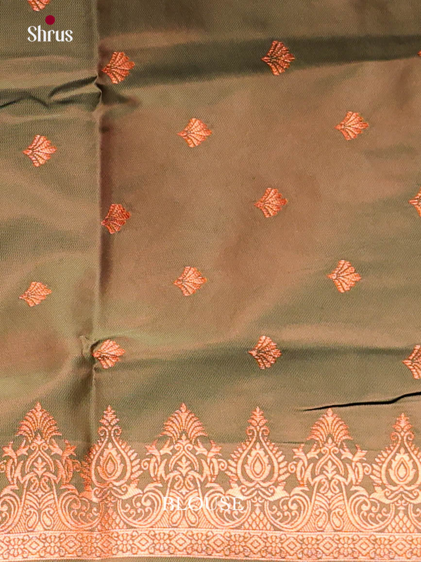 Orange & Green- Semi Softsilk Saree